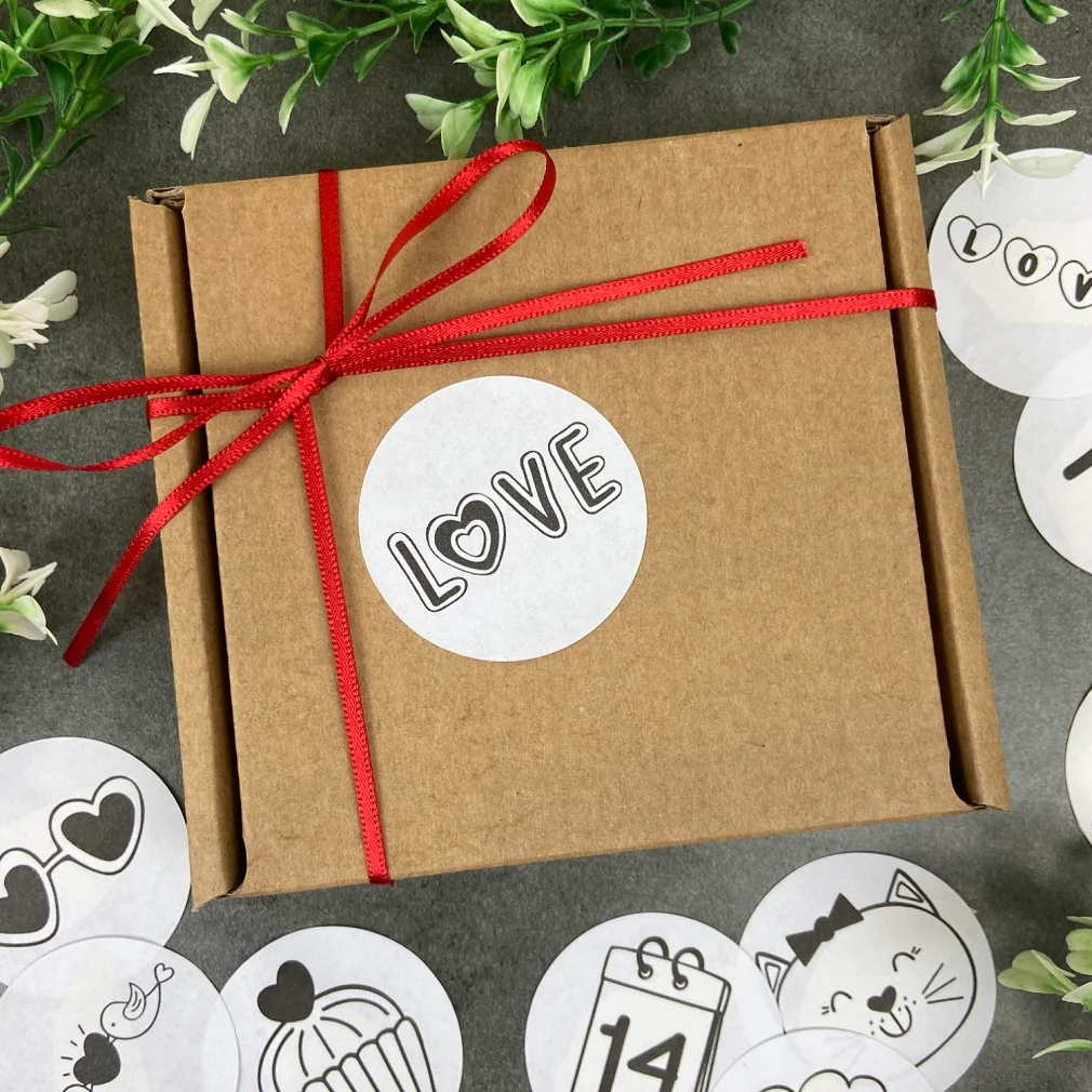 24 Love Valentine Stickers - Black & White - Image 6