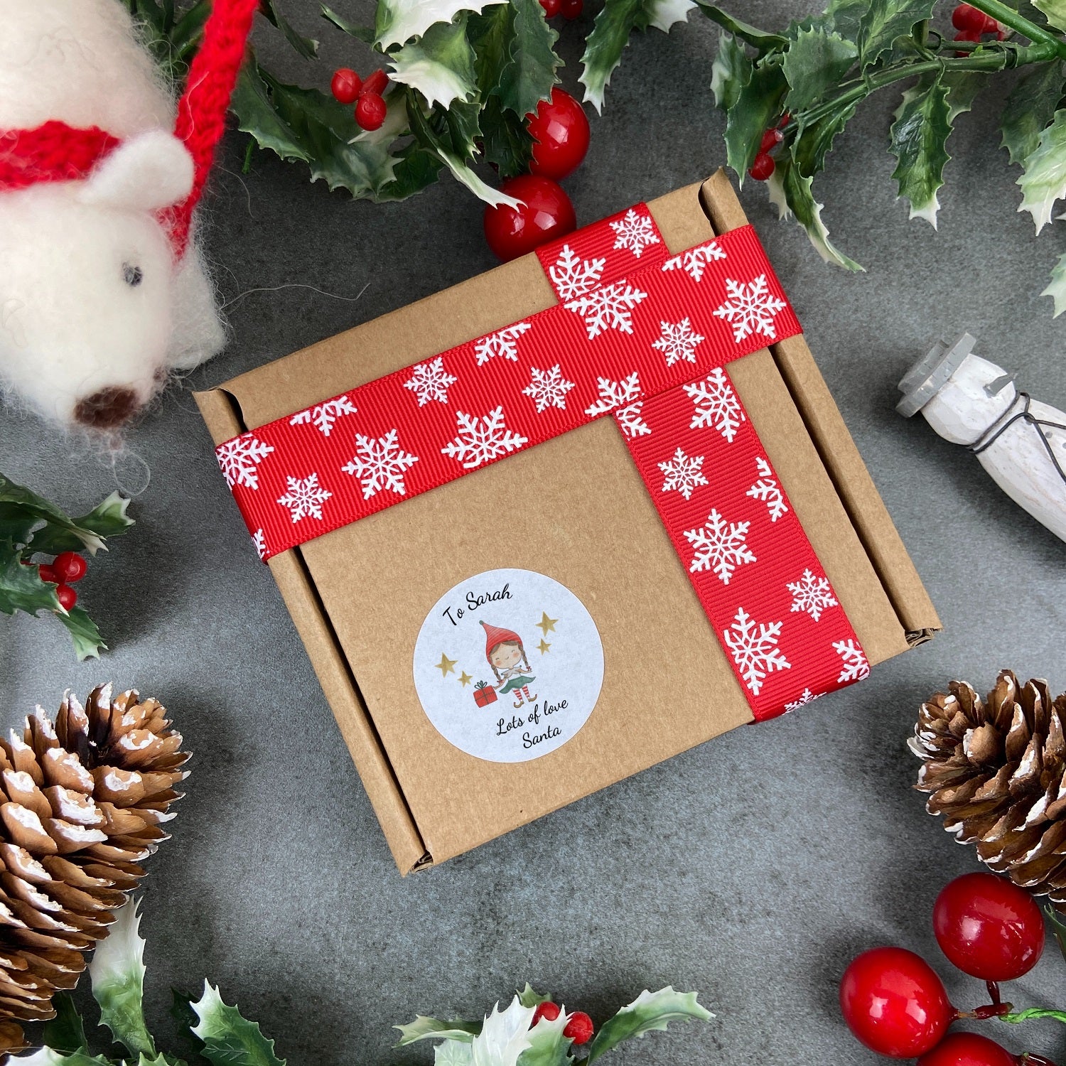 24 Personalised Christmas Labels / Stickers - Elf Girl - Image 2