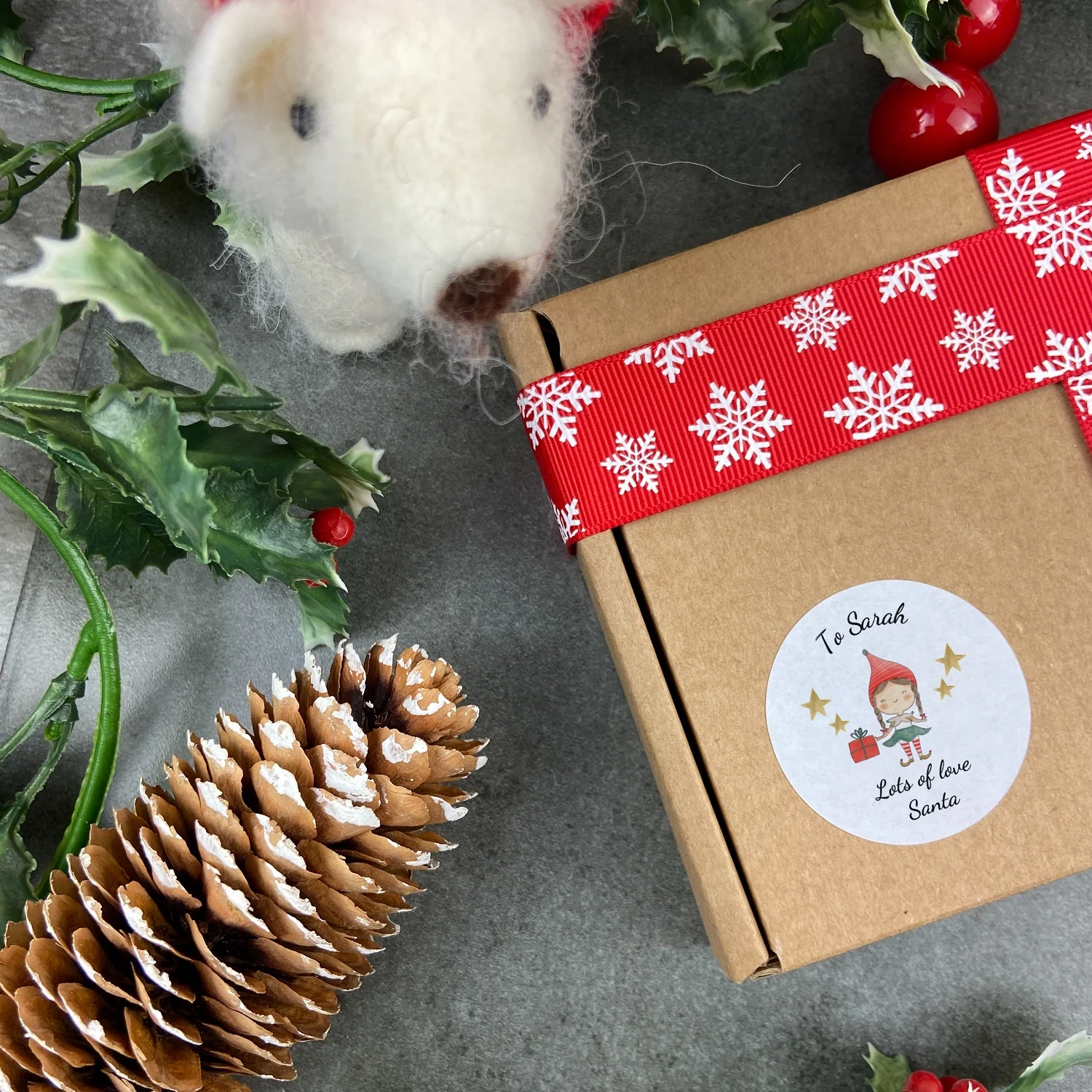 24 Personalised Christmas Labels / Stickers - Elf Girl - Image 7