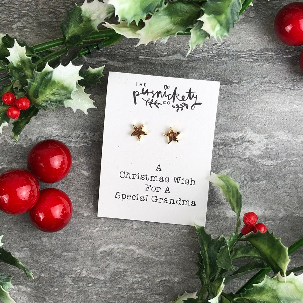 A Christmas Wish For A Special Grandma - Star Earrings
