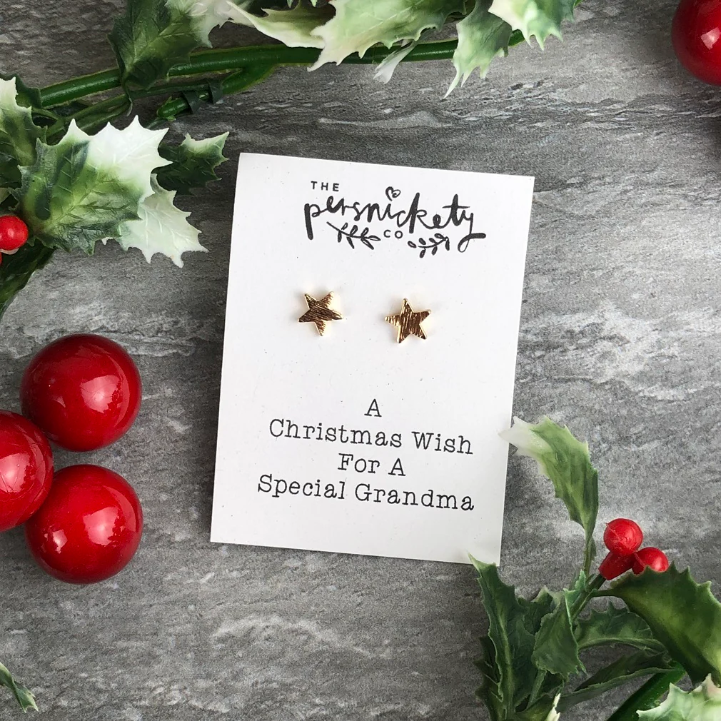 A Christmas Wish For A Special Grandma - Star Earrings - Image 3