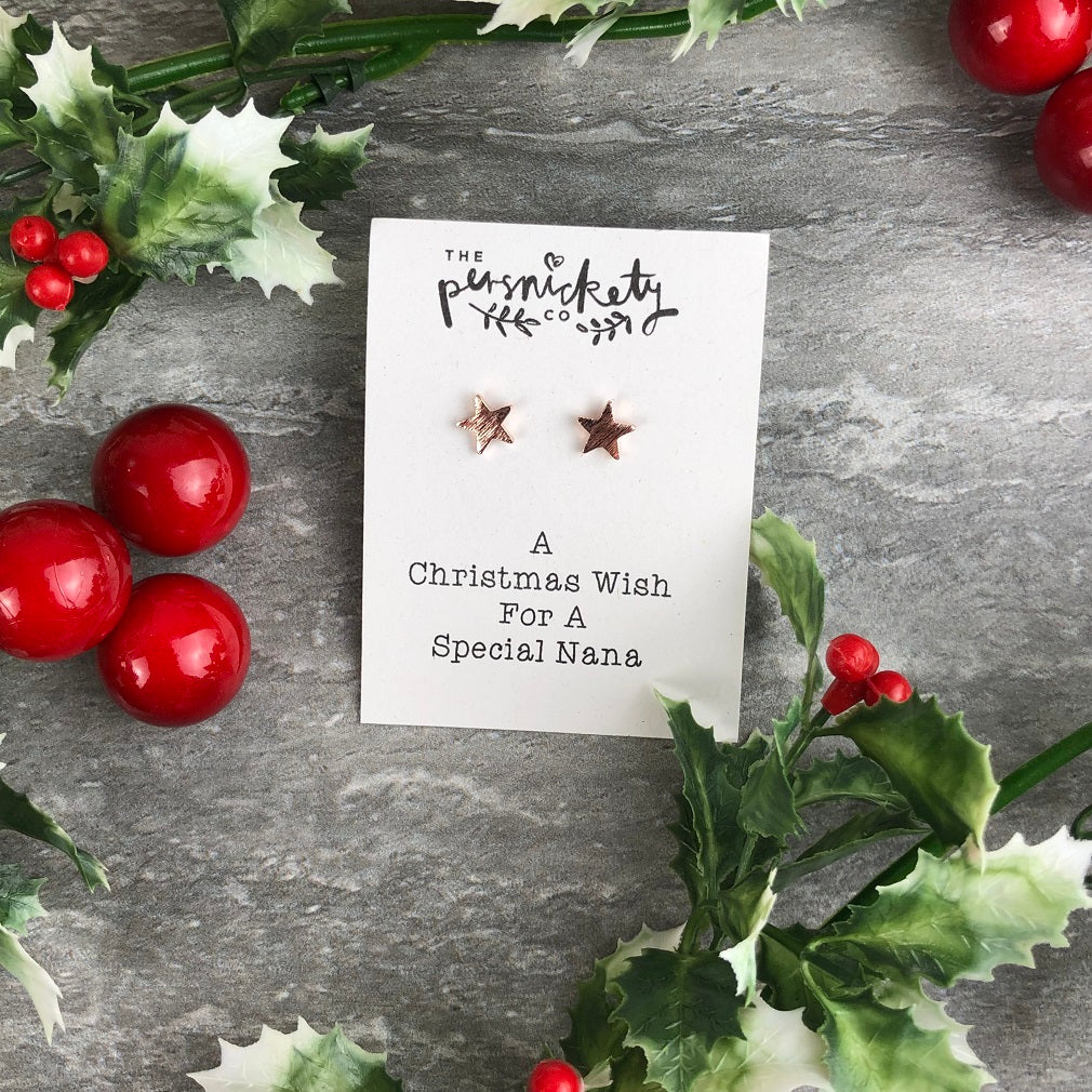 A Christmas Wish For A Special Nana - Star Earrings