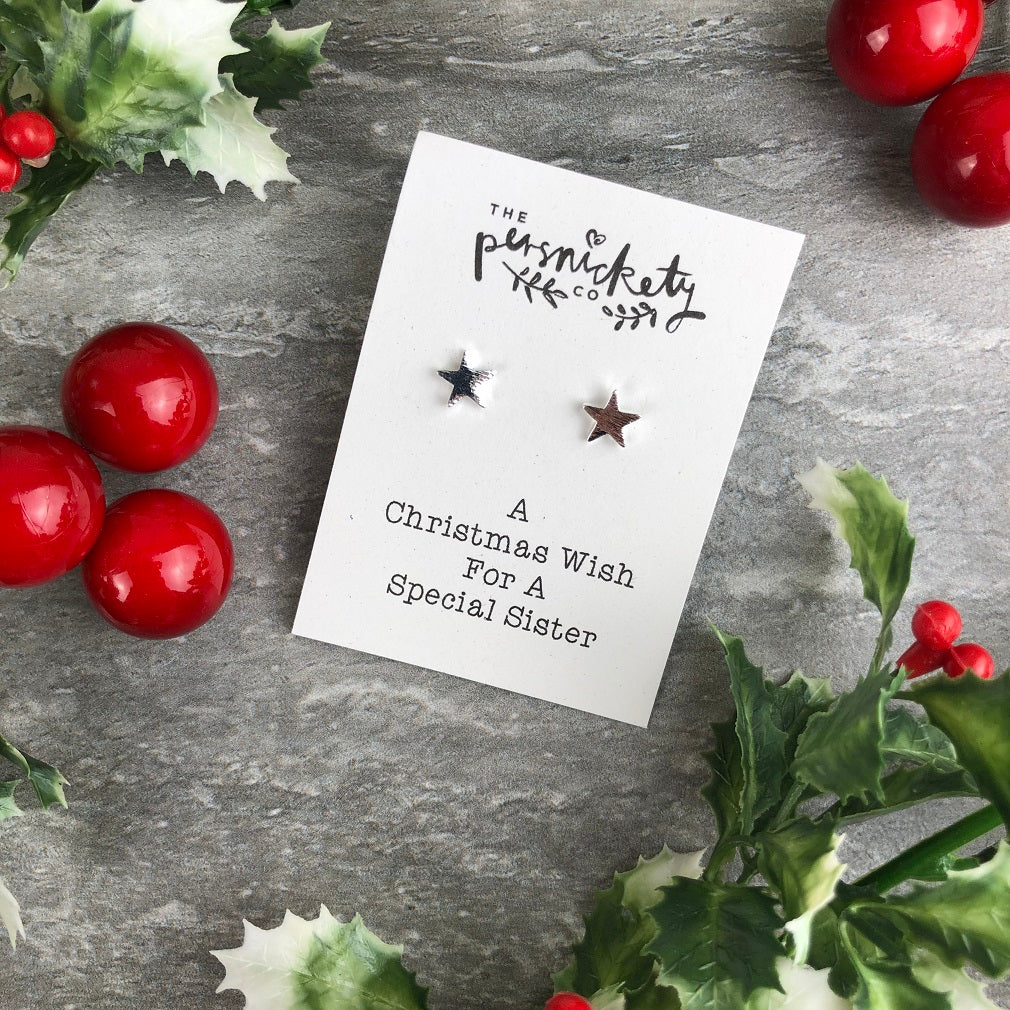A Christmas Wish For A Special Sister - Star Earrings