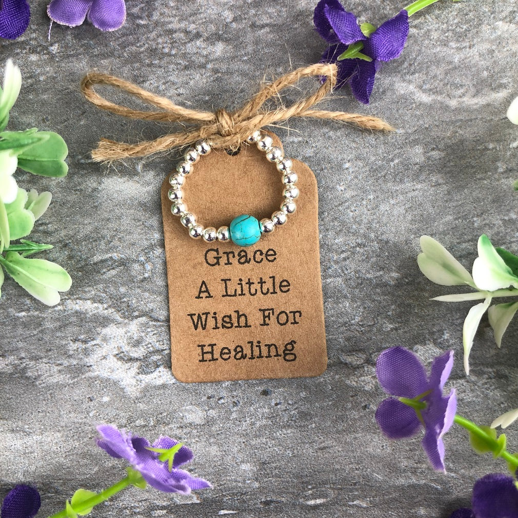 A Little Wish For Healing - Turquoise Stretch Ring - Image 10
