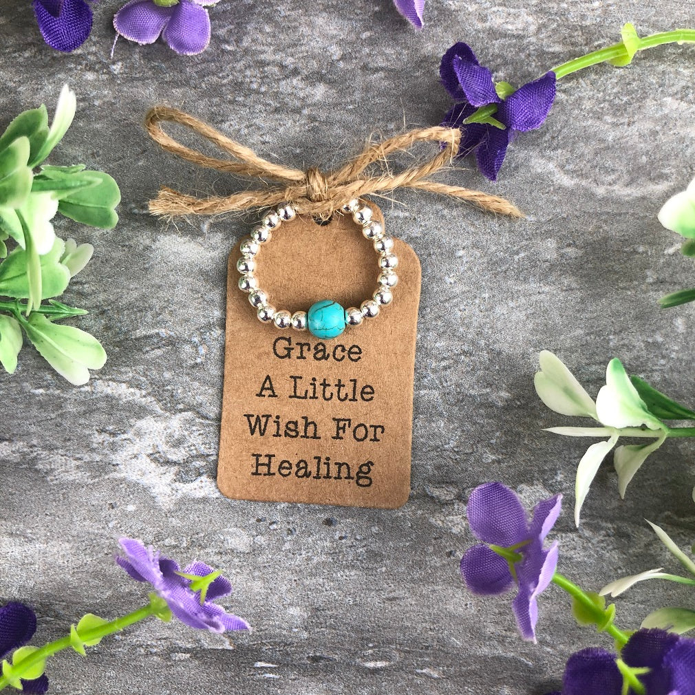 A Little Wish For Healing - Turquoise Stretch Ring - Image 2