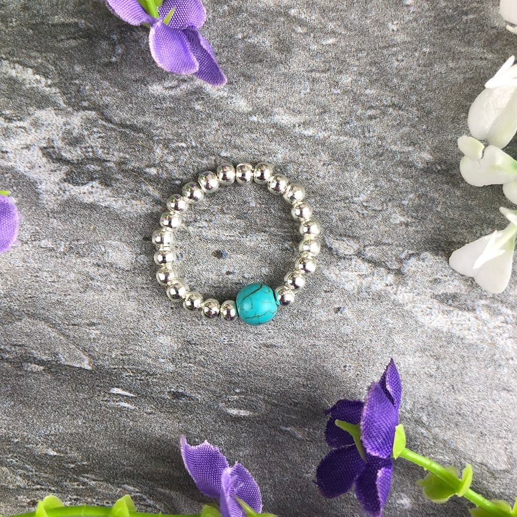 A Little Wish For Healing - Turquoise Stretch Ring - Image 3