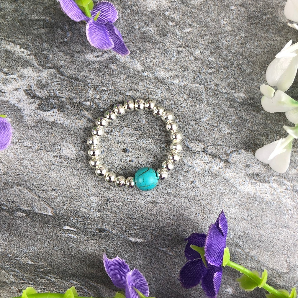 A Little Wish For Healing - Turquoise Stretch Ring - Image 4