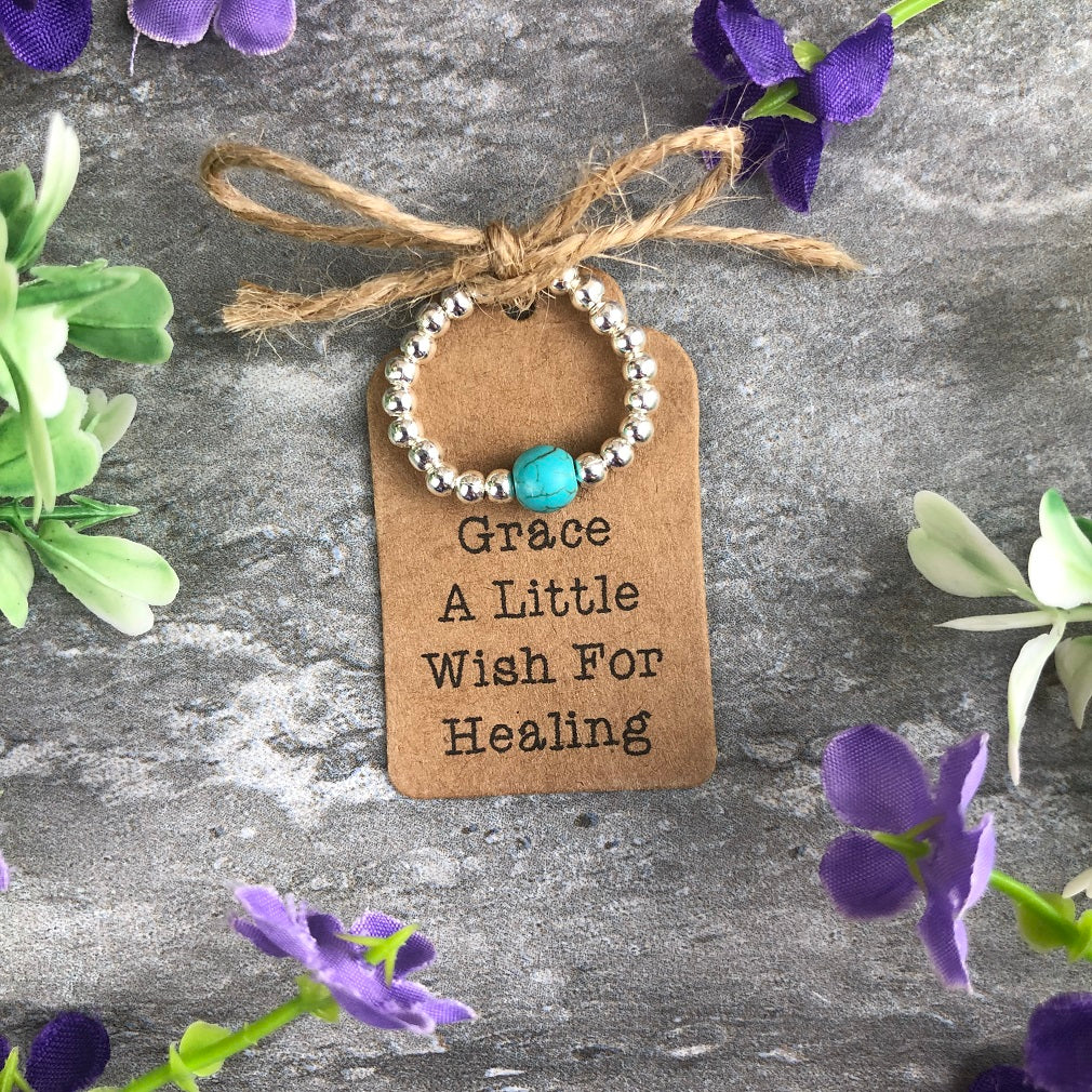 A Little Wish For Healing - Turquoise Stretch Ring - Image 9