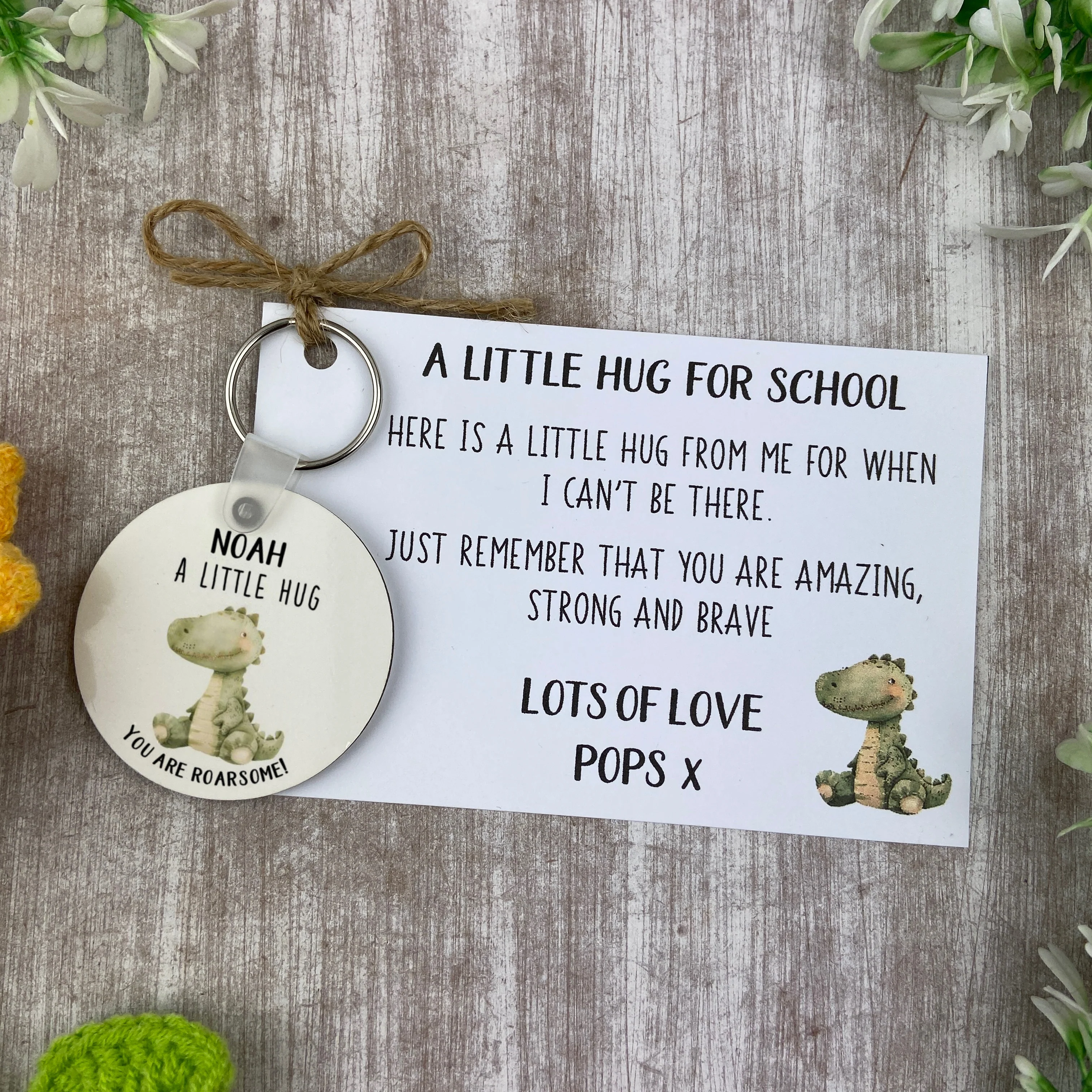 Back to School Pocket Hug Keyring  - Dinosaur - Image 3