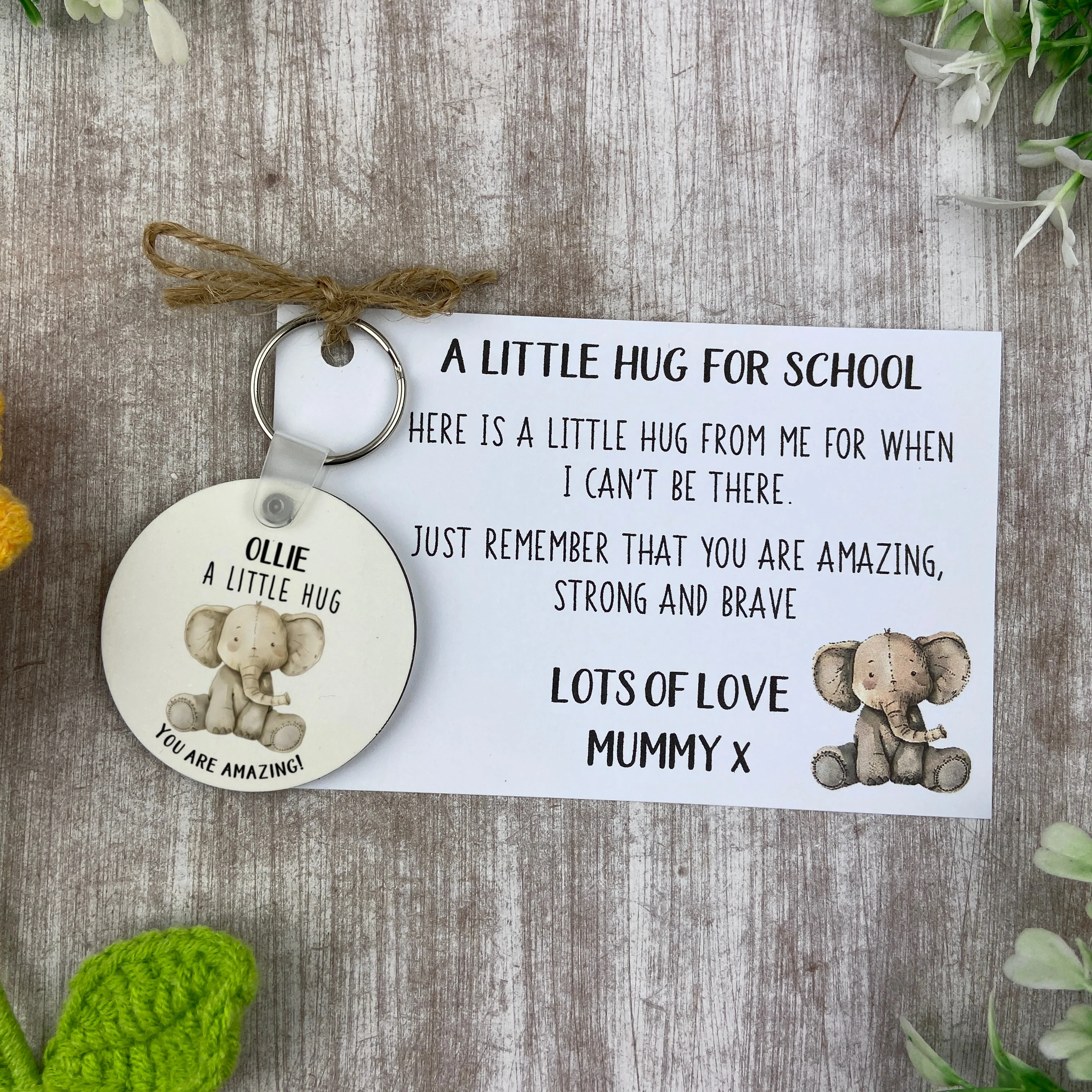 Back to School Pocket Hug Keyring  - Elephant - Image 4