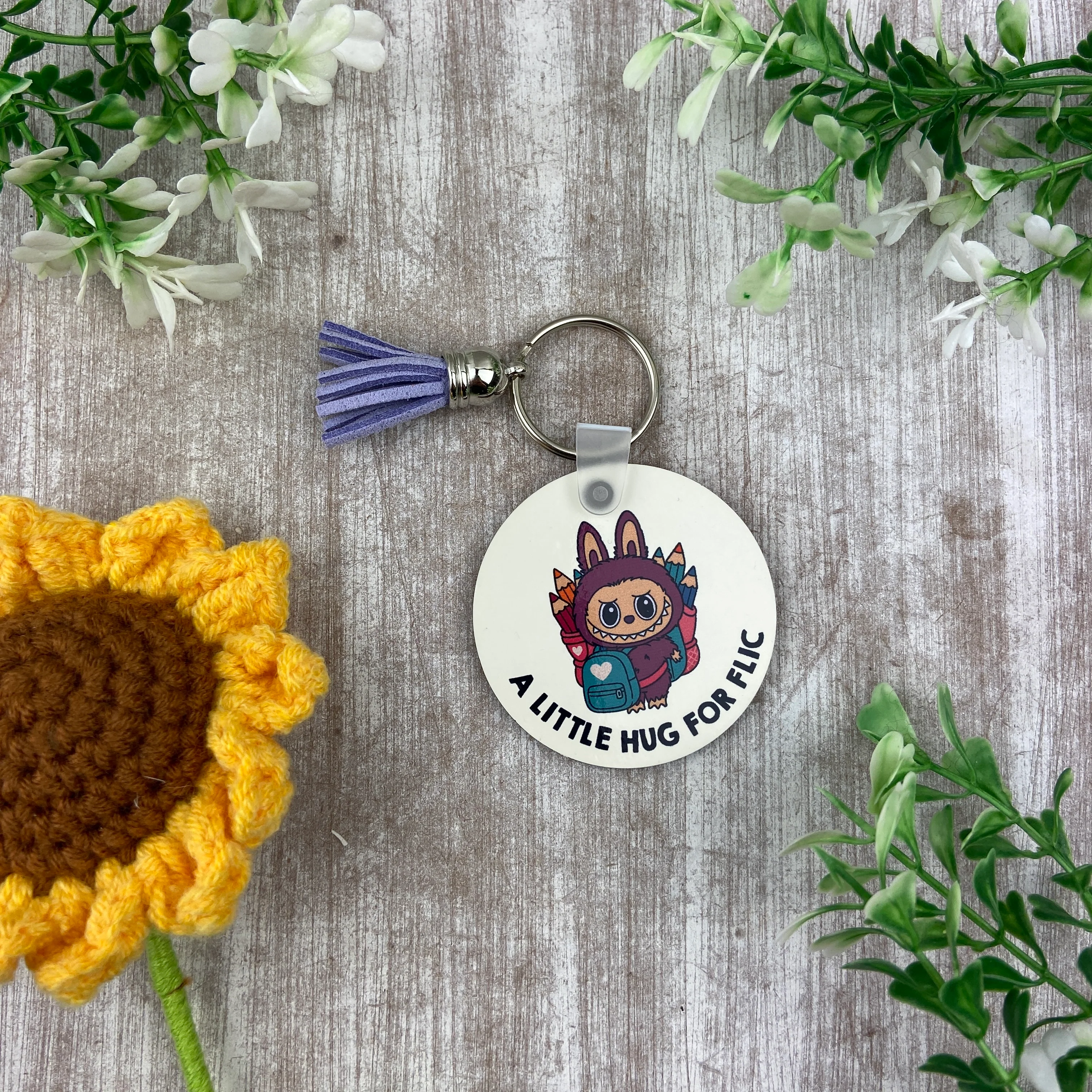 Back to School Pocket Hug Keyring - Purple Monster - Image 4