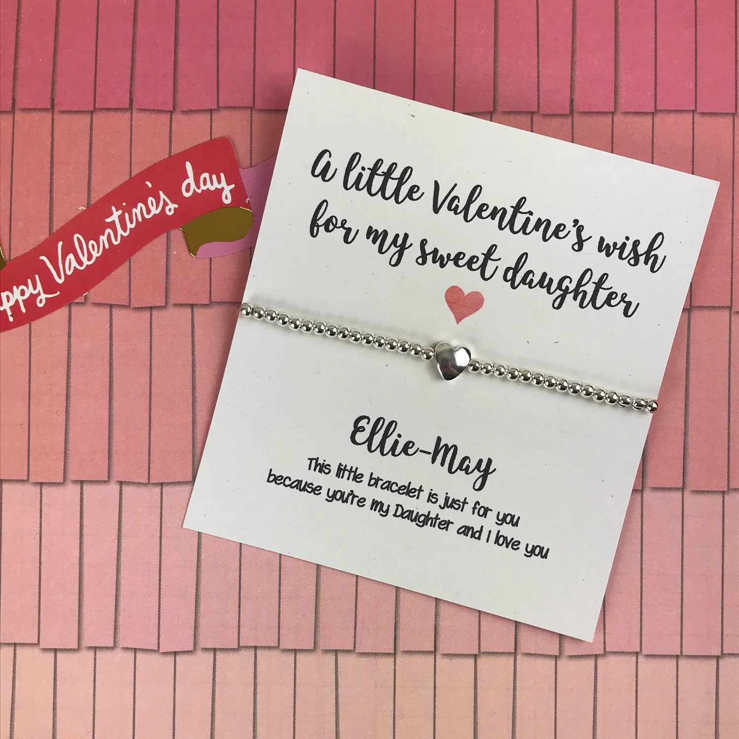 Beaded Charm Bracelet - A Little Valentine's Wish For My Sweet Daughter - Image 2