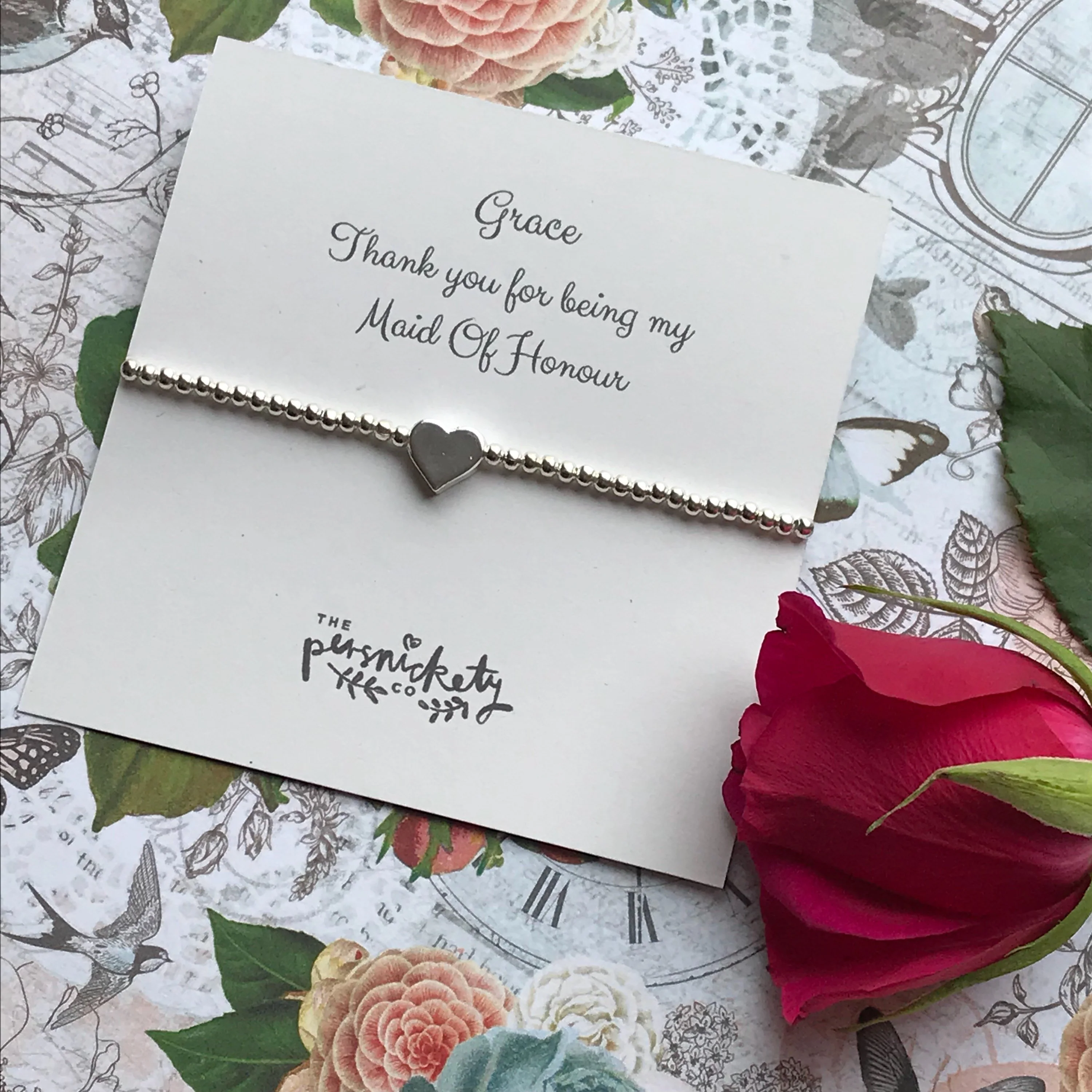 Beaded Charm Bracelet - Thank You for Being My Bridesmaid - Image 2