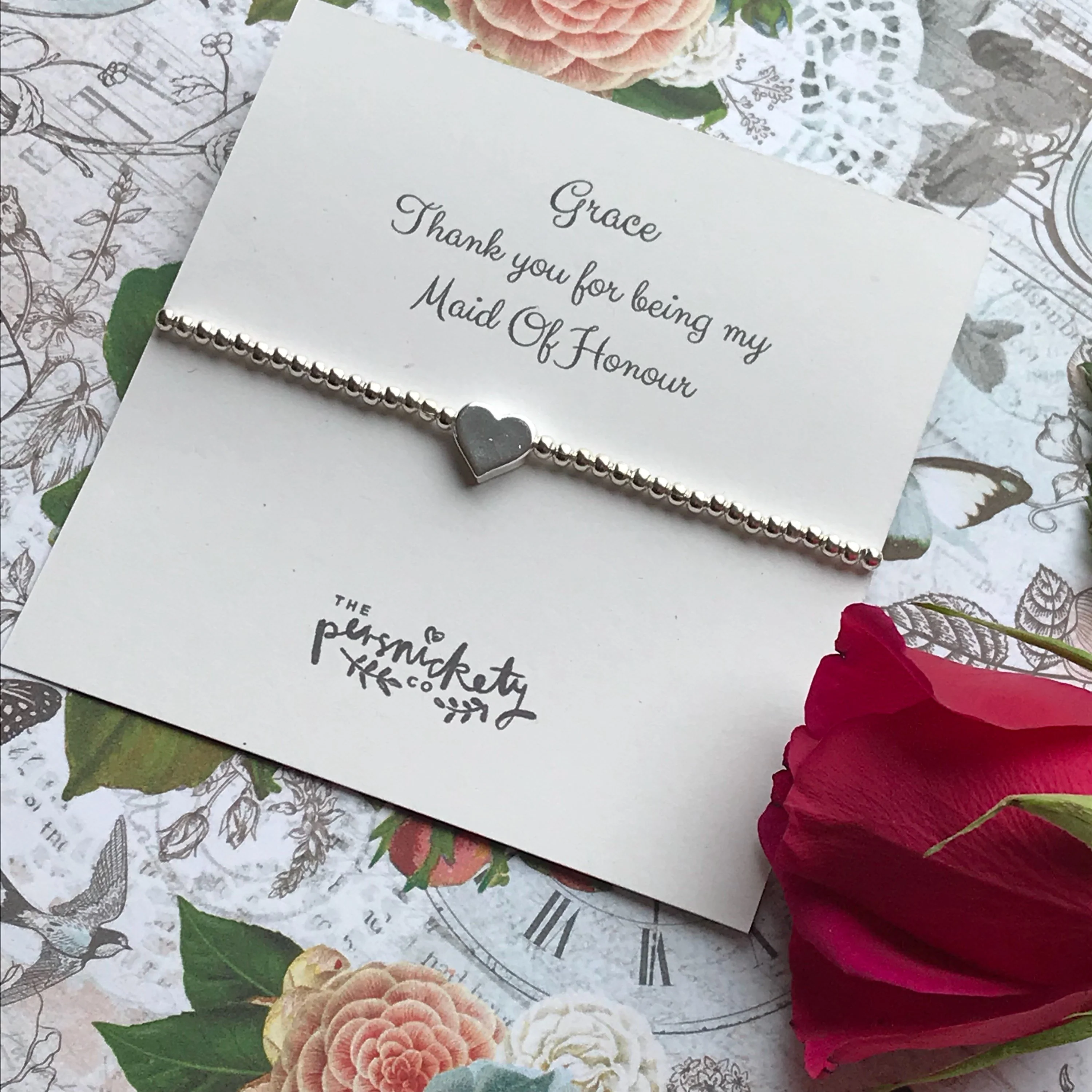 Beaded Charm Bracelet - Thank You for Being My Bridesmaid - Image 3