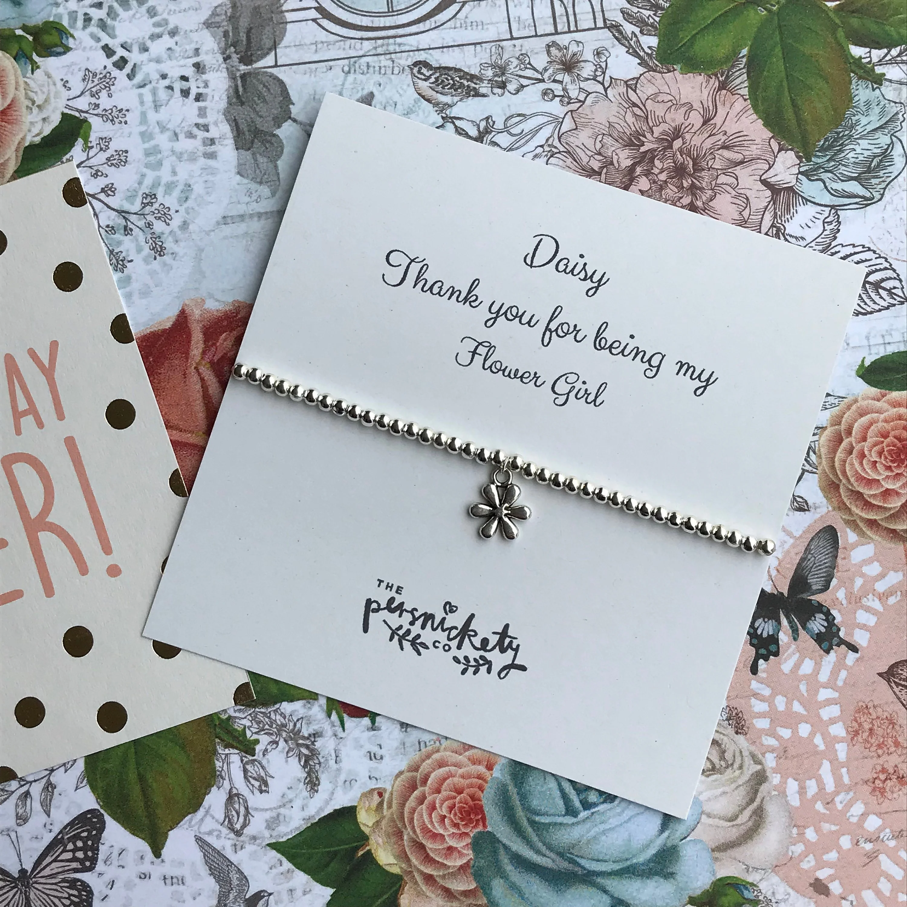 Beaded Charm Bracelet - Thank You For Being My Flower Girl - Image 2