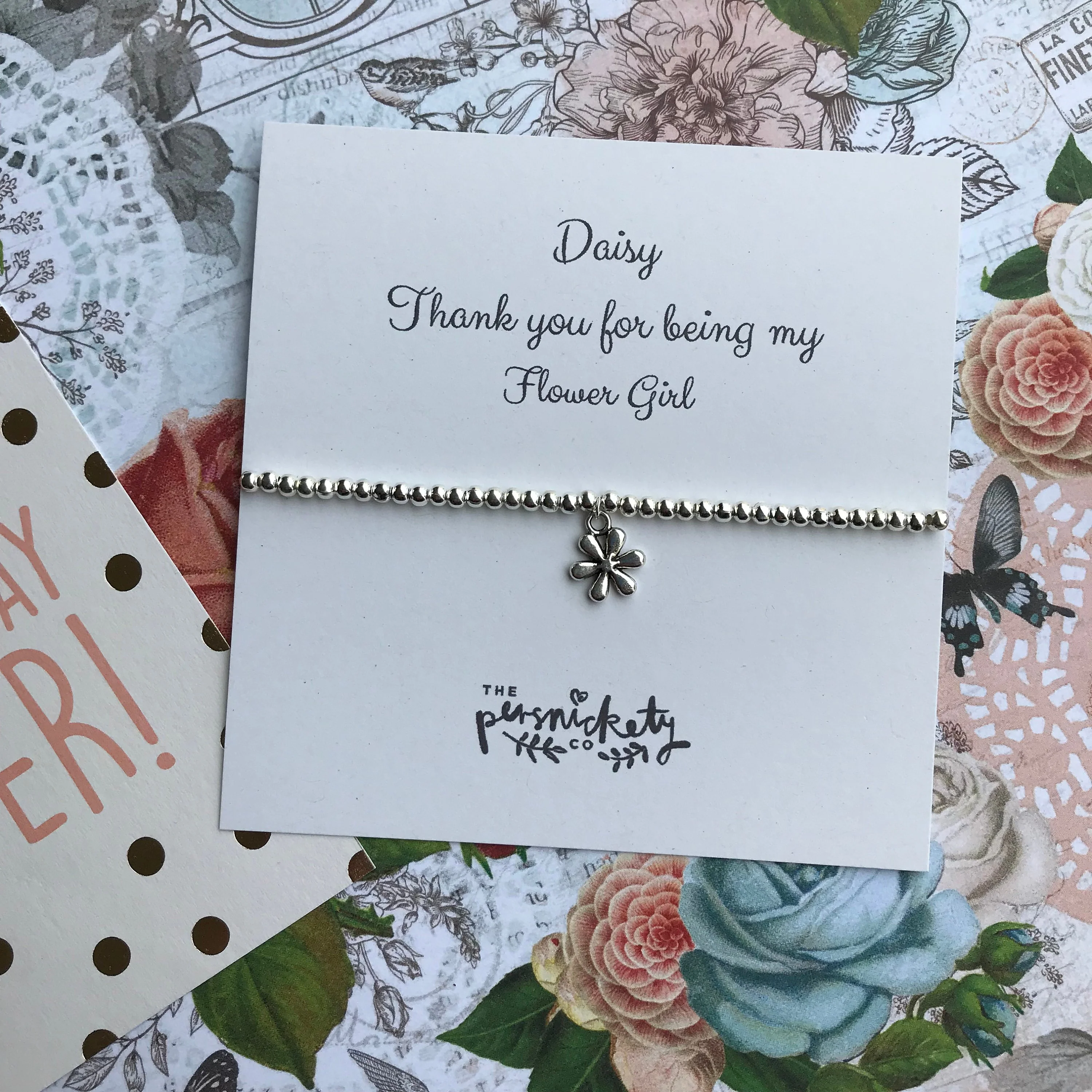 Beaded Charm Bracelet - Thank You For Being My Flower Girl - Image 6