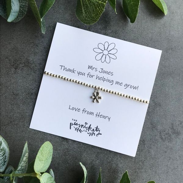 Beaded Charm Bracelet - Thank You For Helping Me Grow