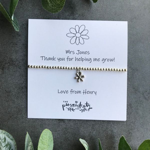 Beaded Charm Bracelet - Thank You For Helping Me Grow - Image 2