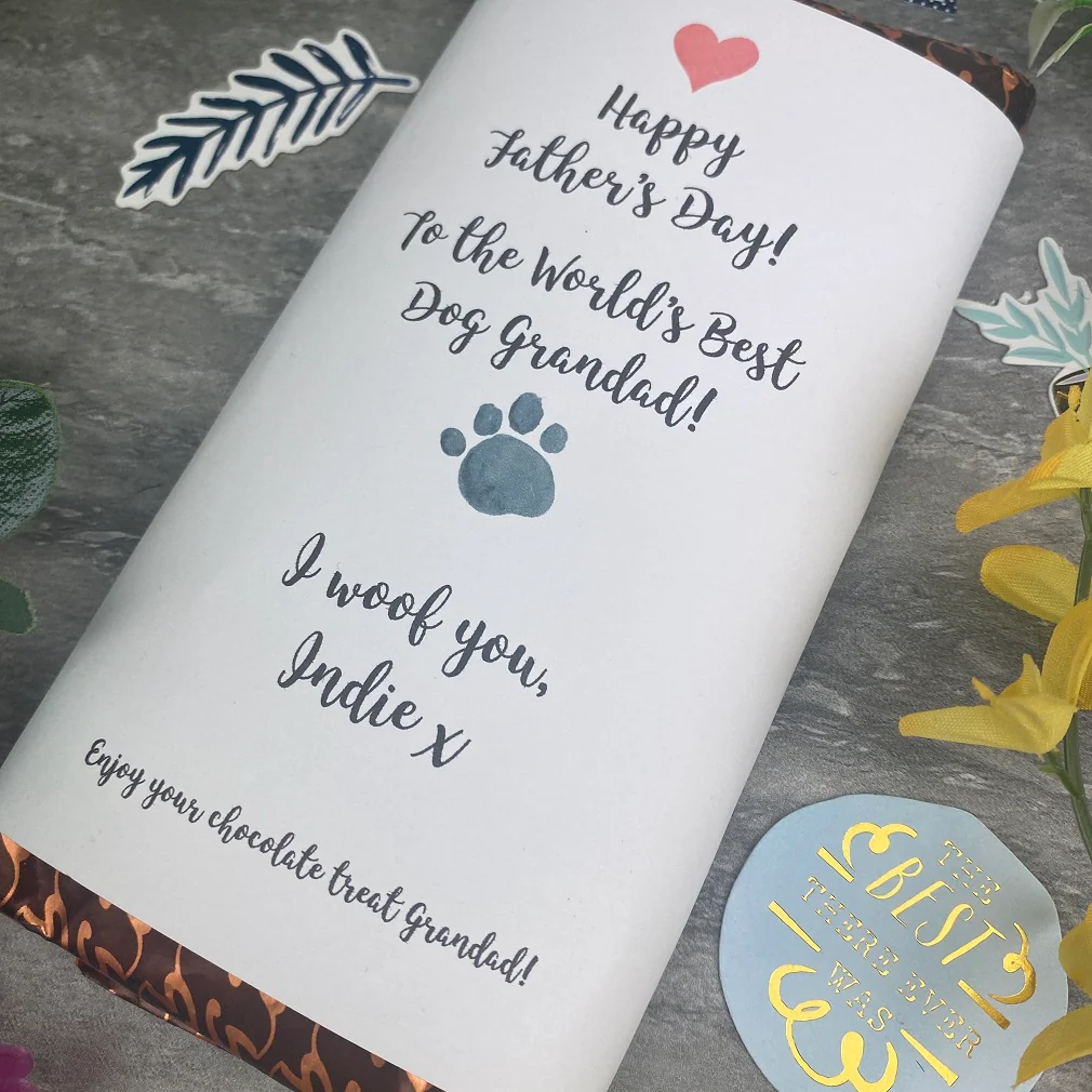 Best Dog Grandad Father's Day Personalised Chocolate Bar