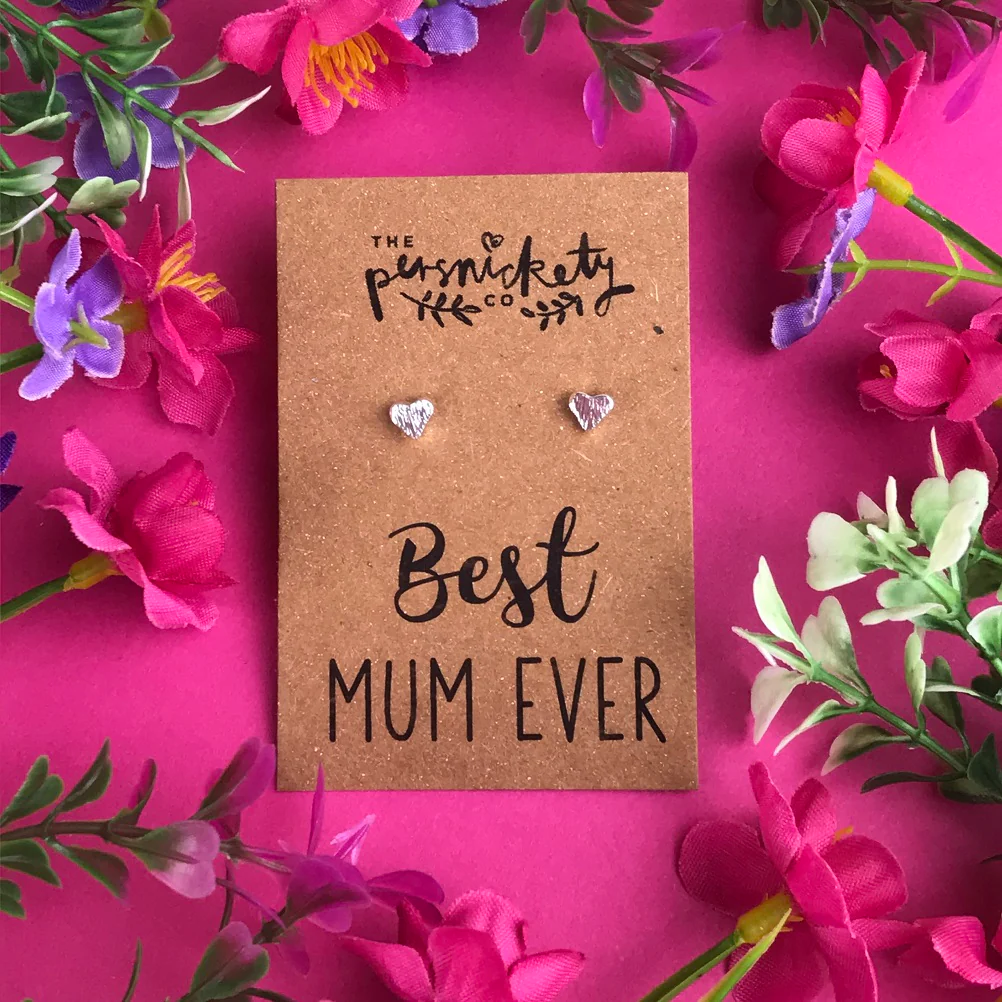 Best Mum Ever - Heart Earrings - Gold / Rose Gold / Silver - Image 2