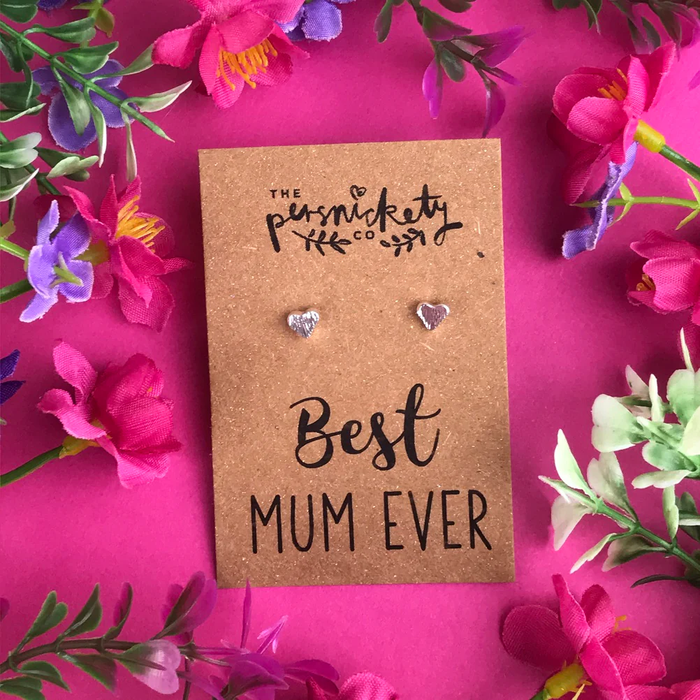 Best Mum Ever - Heart Earrings - Gold / Rose Gold / Silver - Image 3