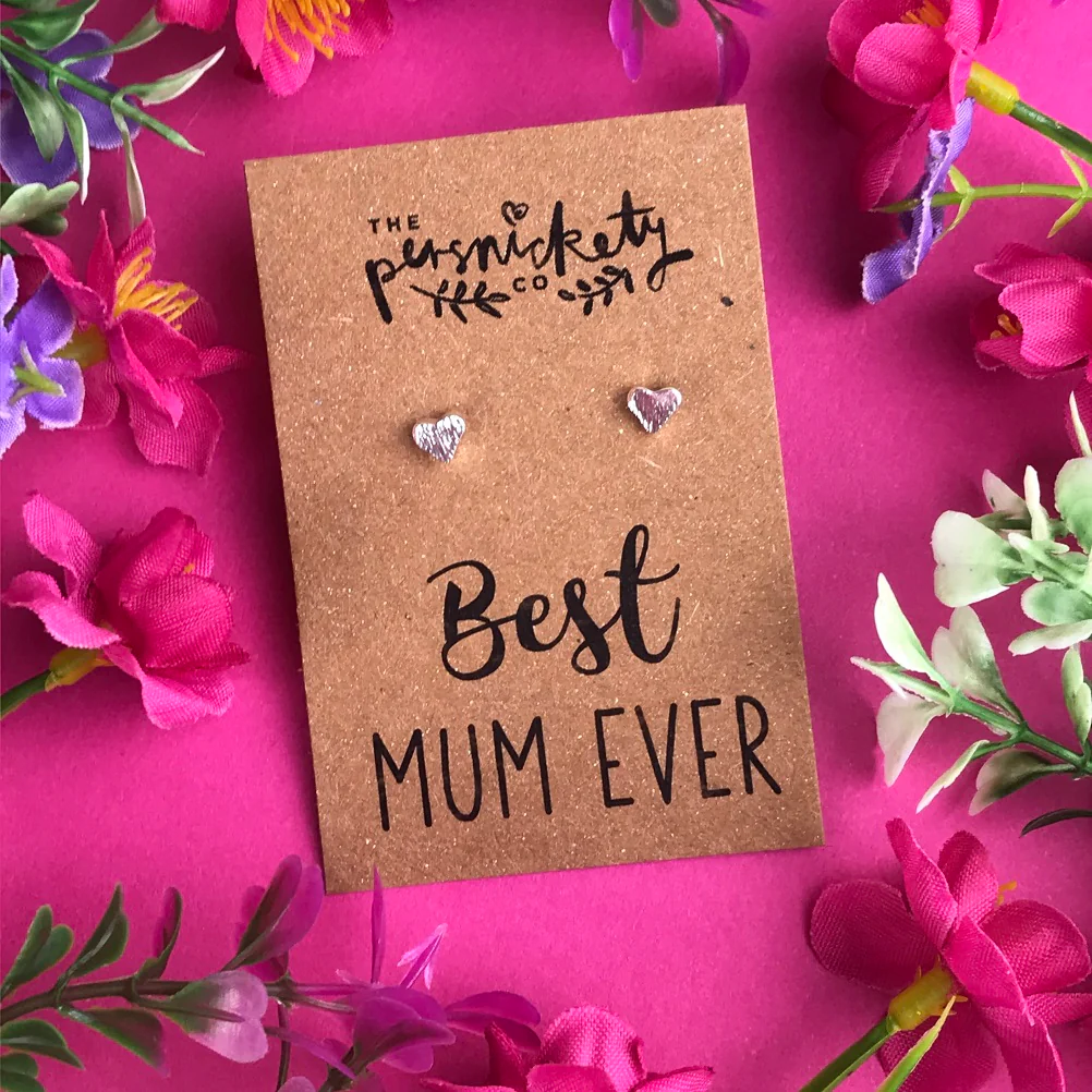 Best Mum Ever - Heart Earrings - Gold / Rose Gold / Silver - Image 4