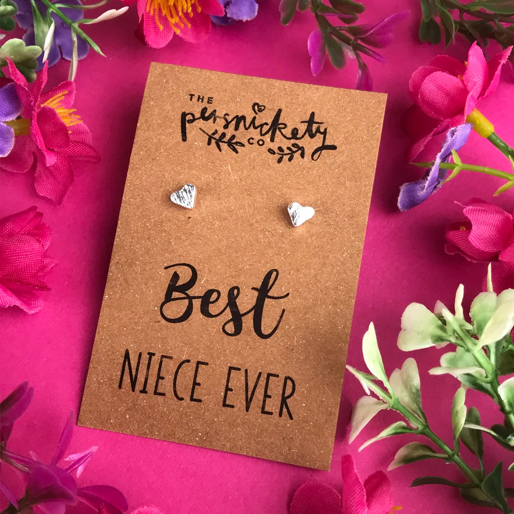 Best Niece Ever - Heart Earrings - Gold / Rose Gold / Silver - Image 3