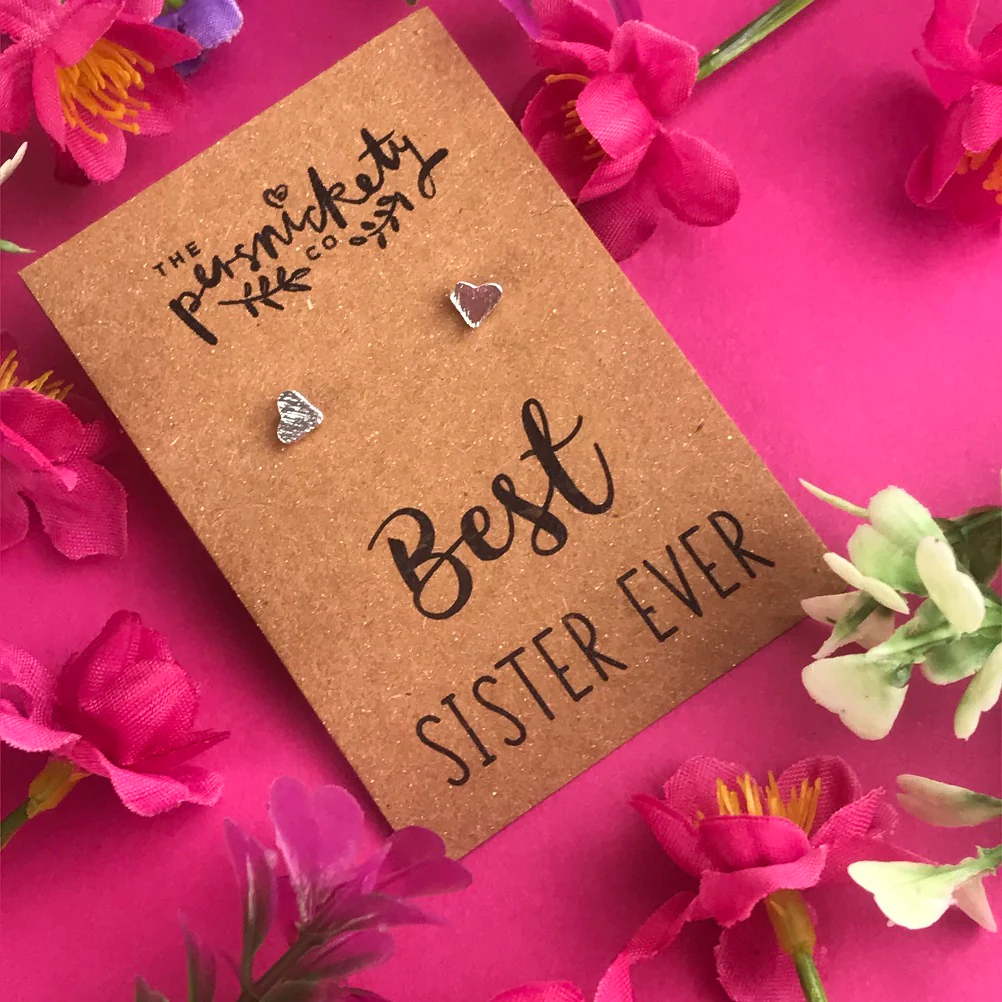 Best Sister Ever - Heart Earrings - Gold / Rose Gold / Silver - Image 5