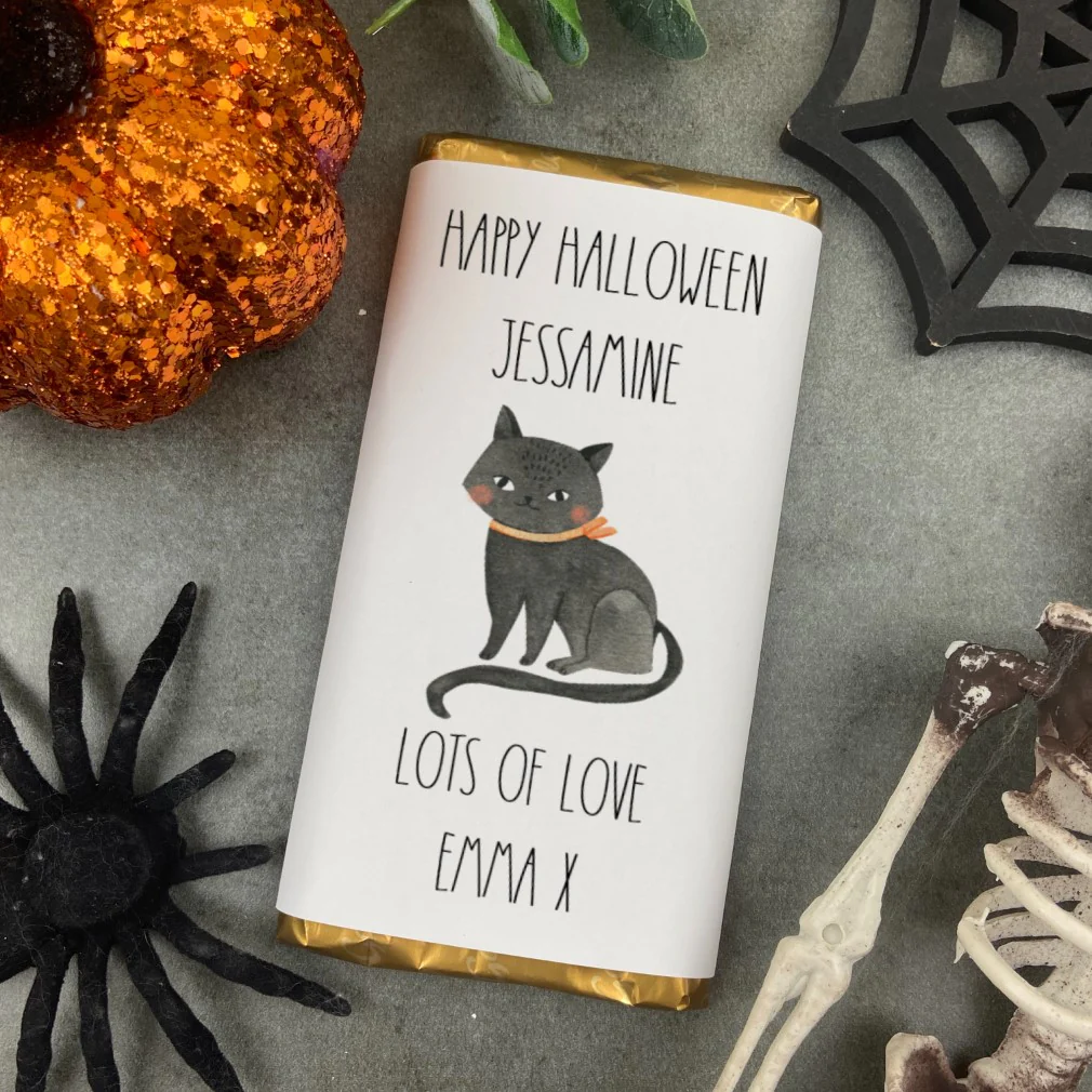 Cat Happy Halloween - Personalised Chocolate Bar - Image 7