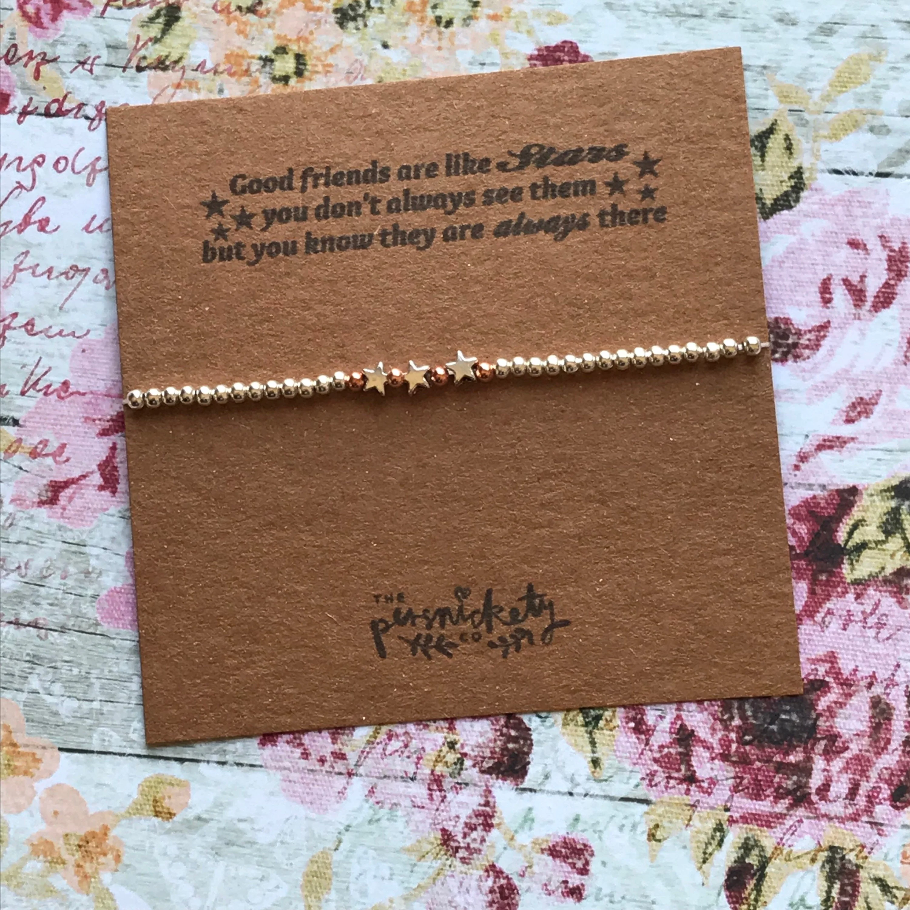 Charm Bracelet, Beaded Charm Bracelet, Good Friends are Like Stars, Star Charm, Silver Bracelet - Image 2