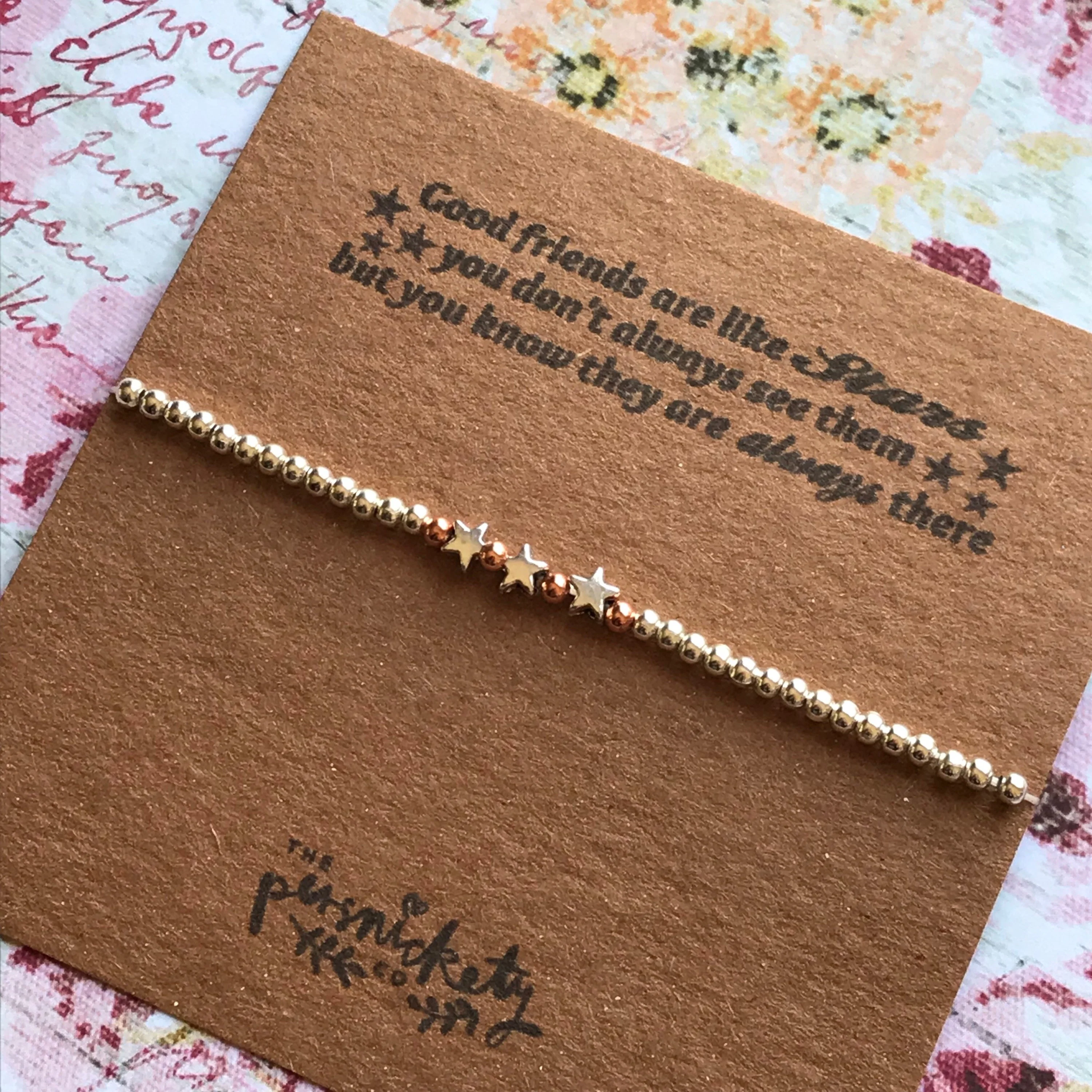 Charm Bracelet, Beaded Charm Bracelet, Good Friends are Like Stars, Star Charm, Silver Bracelet - Image 3