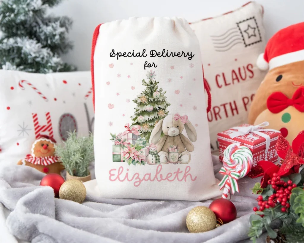 Christmas Bunny Personalised Santa Sack