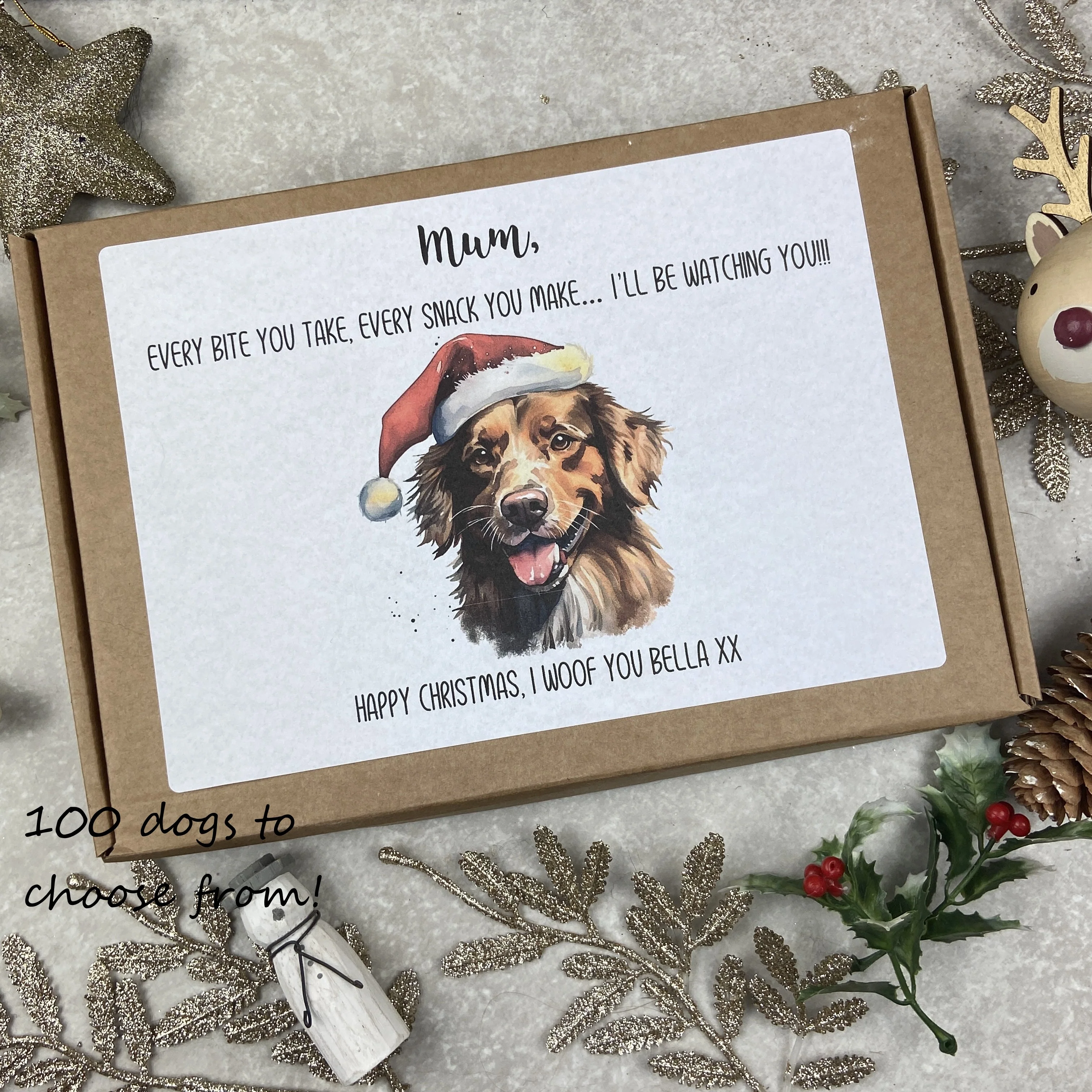 100 Dogs to Choose - Merry Christmas Personalised Dog Mum/Dad Sweets in a row - Image 10