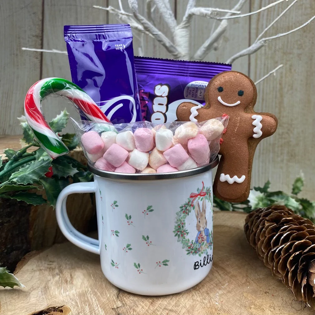 Christmas Mug - Rabbit Wreath - Image 2