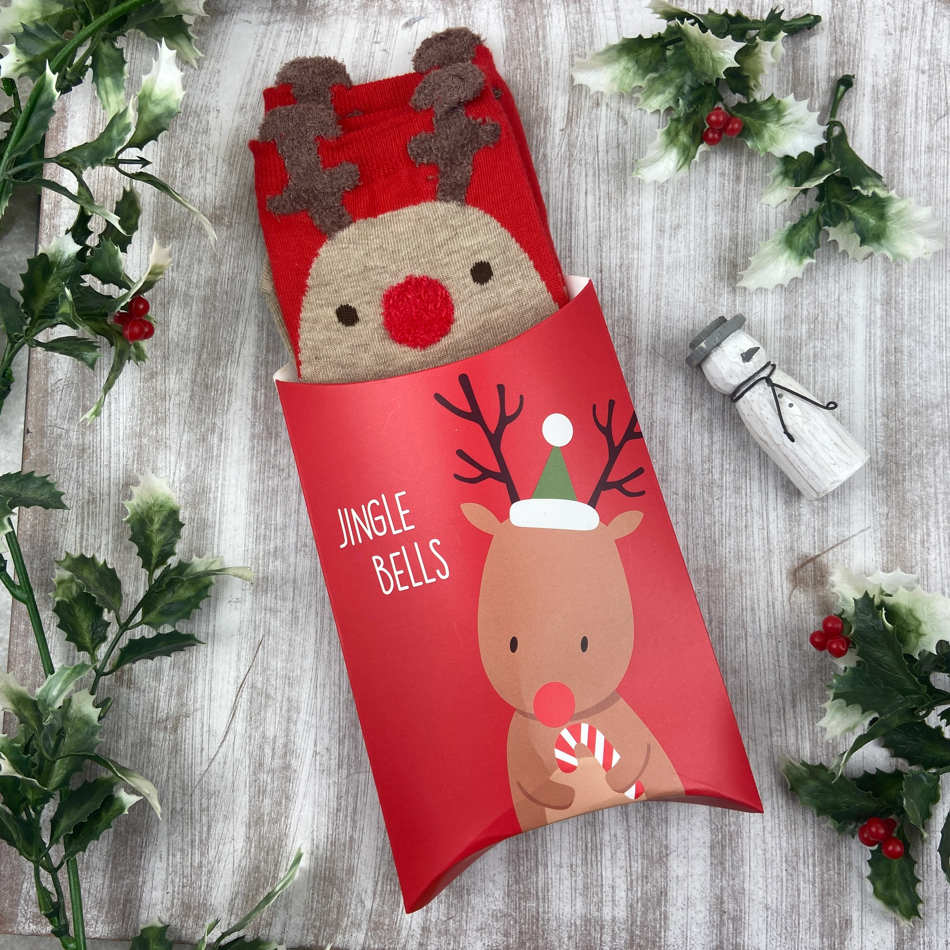 Reindeer Socks In A Little Gift Box