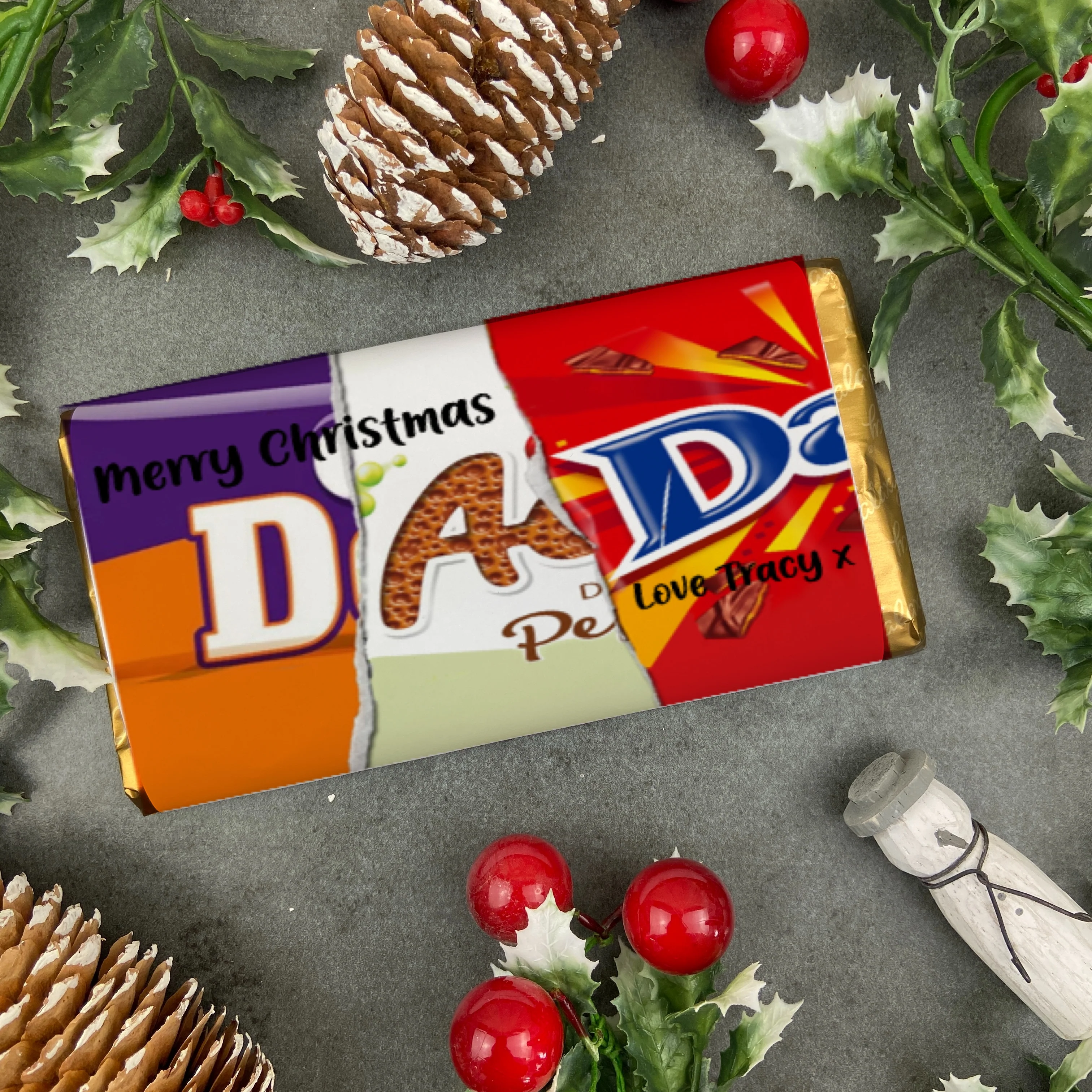Merry Christmas Dad Novelty Personalised Chocolate Bar - Image 4