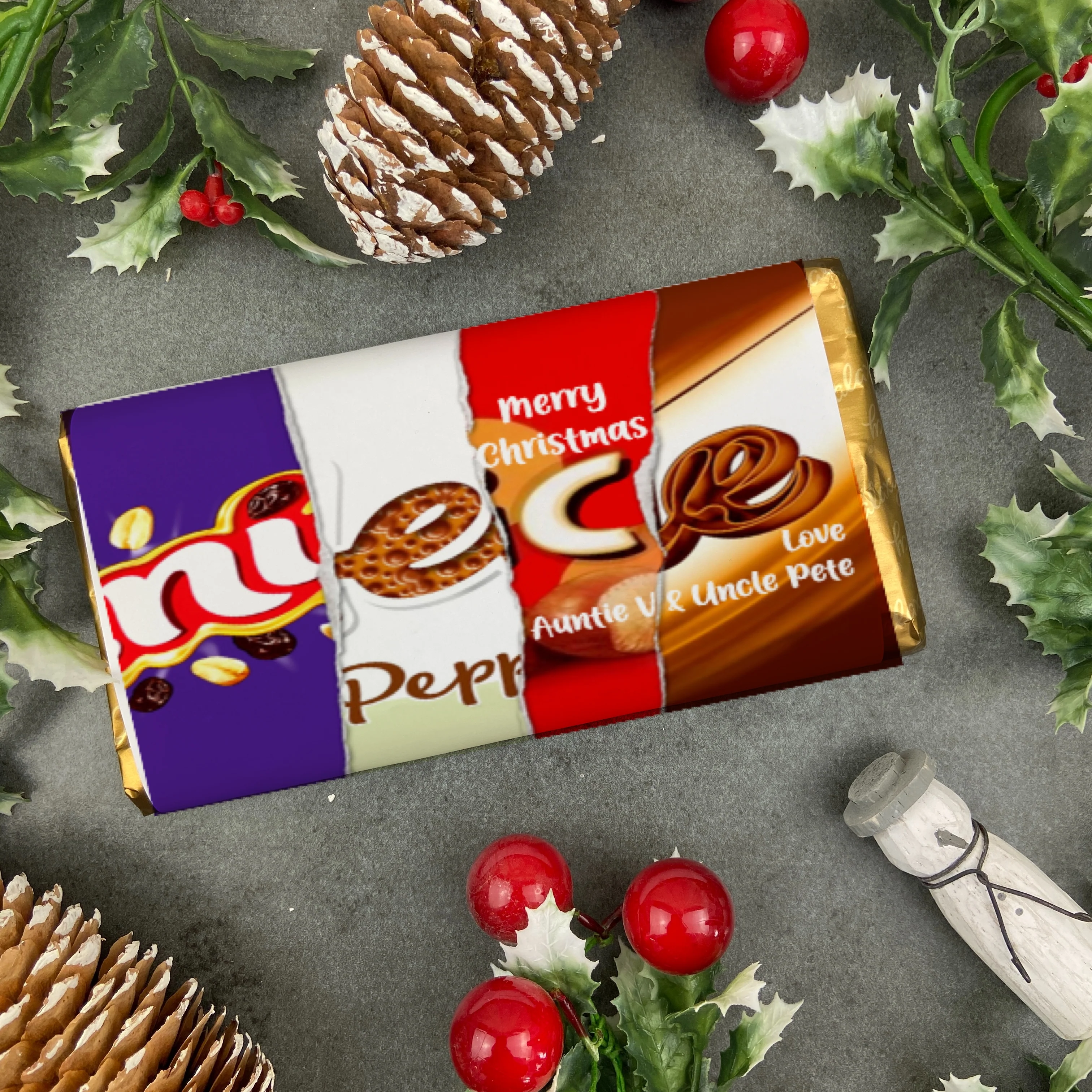 Merry Christmas Niece Novelty Personalised Chocolate Bar - Image 2