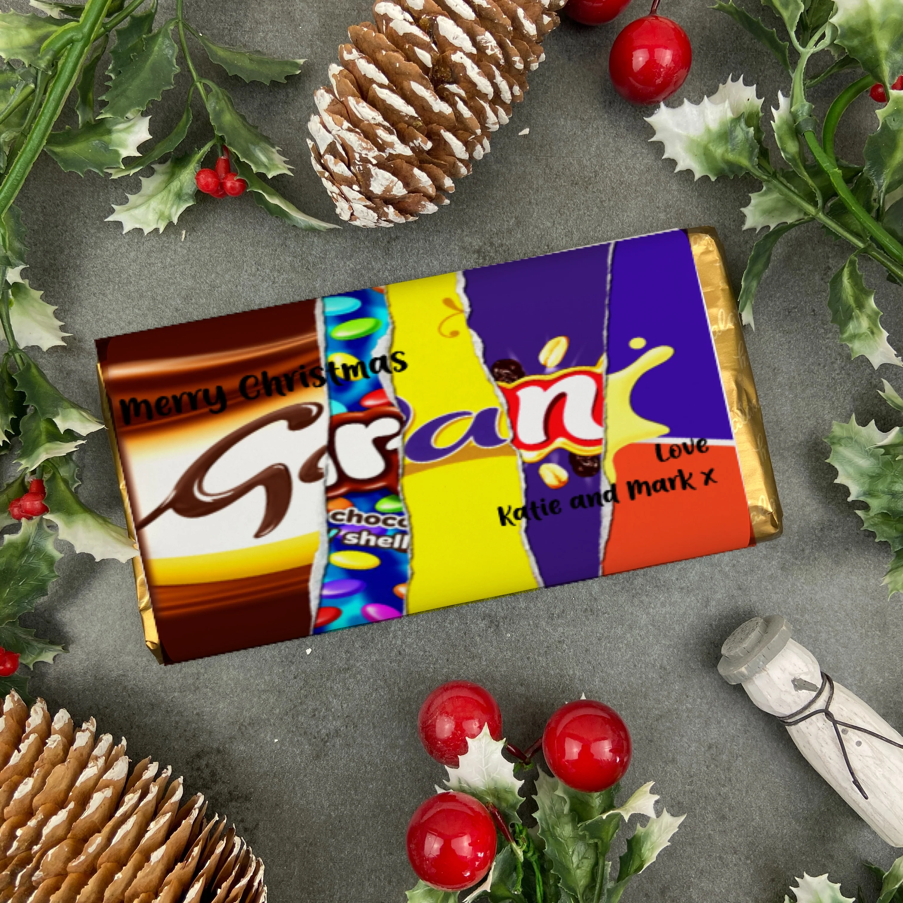 Merry Christmas Gran Novelty Personalised Chocolate Bar