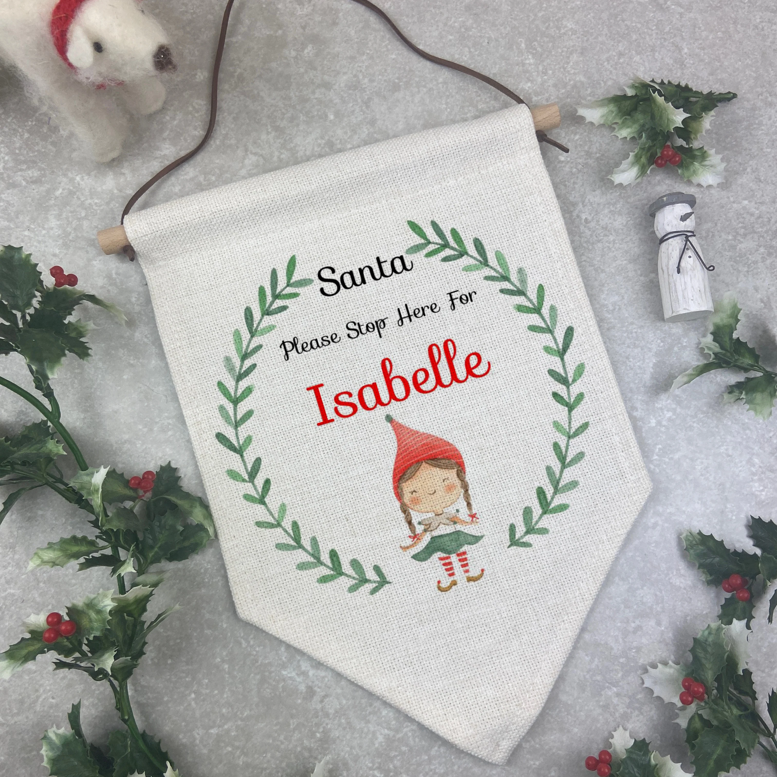 Personalised Santa Stop Here Sign - Elf Boy / Elf Girl