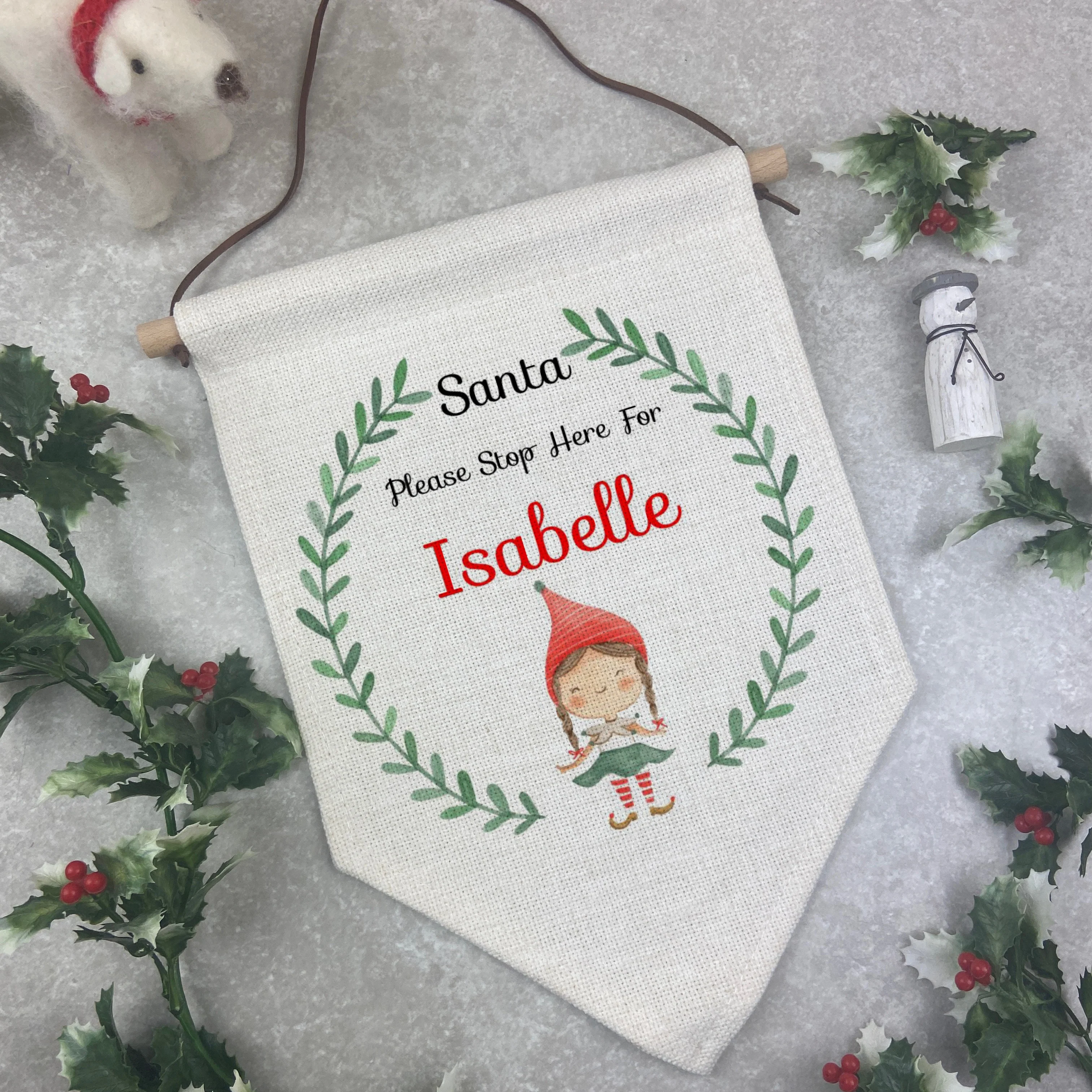 Personalised Santa Stop Here Sign - Elf Boy / Elf Girl - Image 2