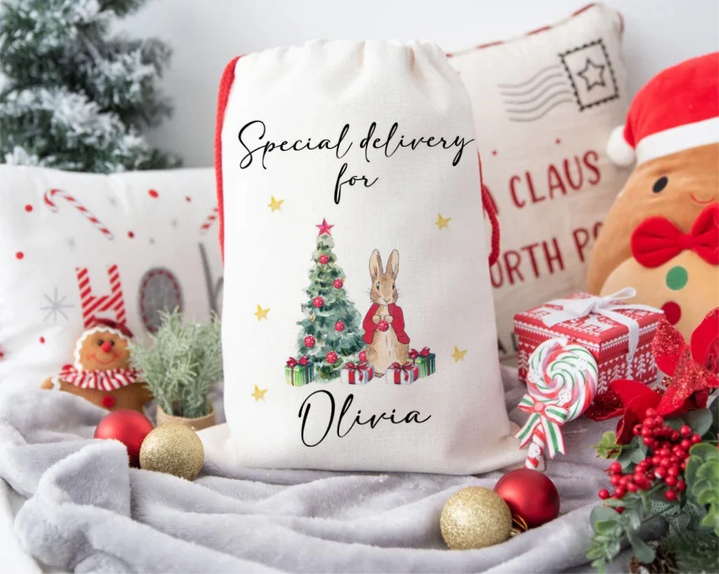 Christmas Rabbit Personalised Santa Sack - Image 2