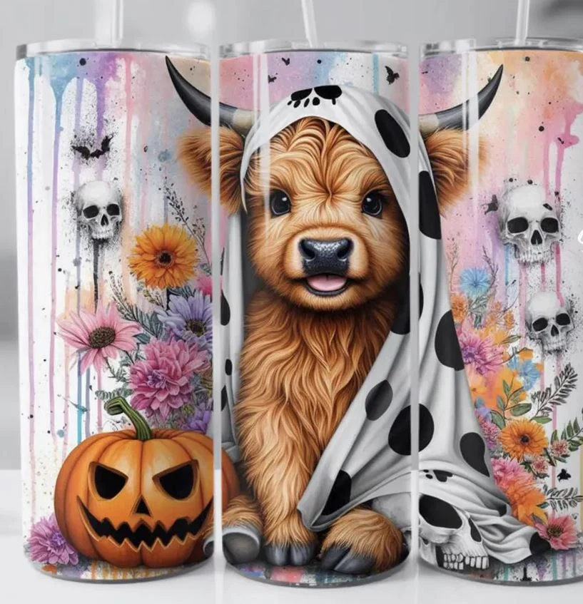 Cute Highland Cow Halloween Tumbler - Image 3