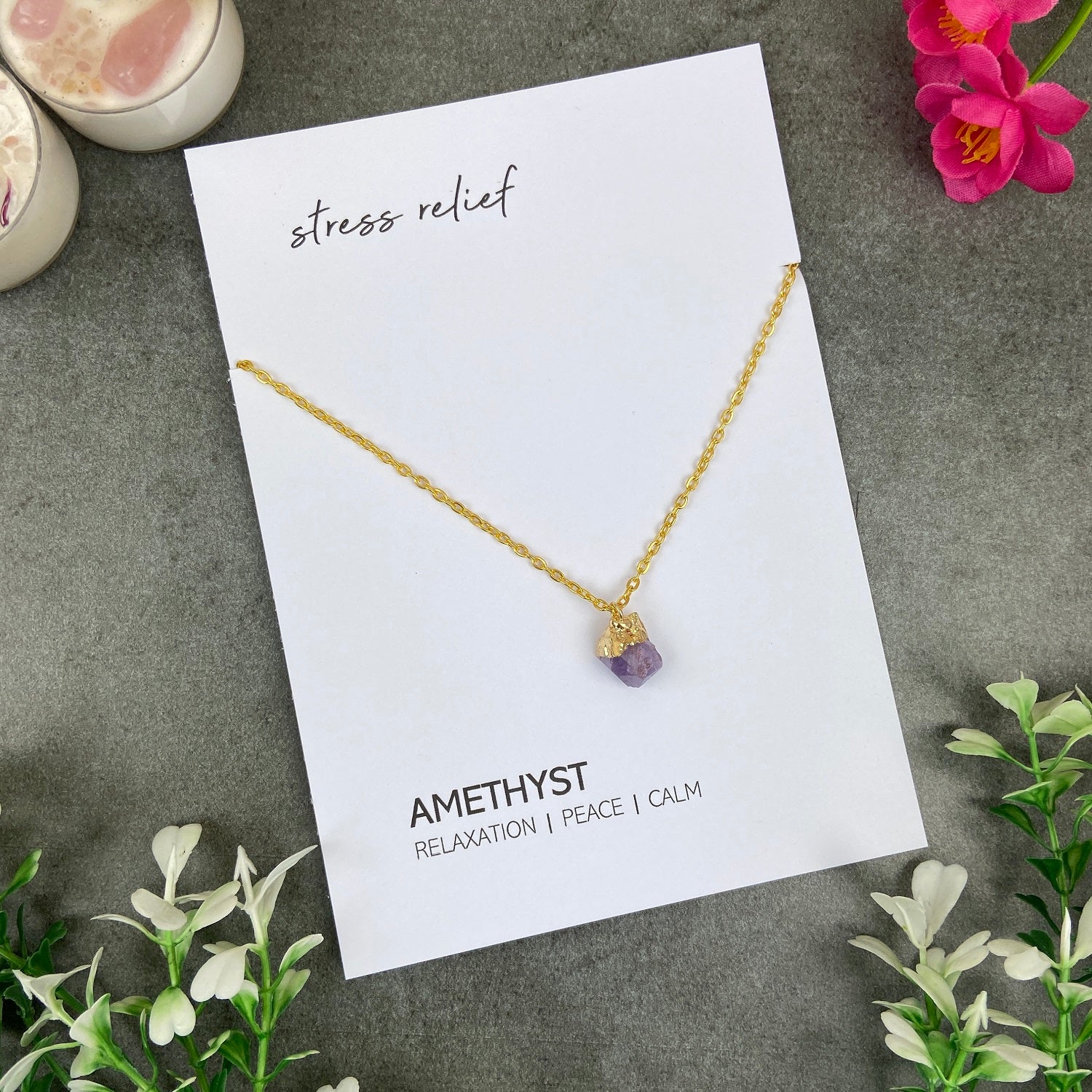 Dainty Crystal Necklace - Amethyst - Image 4