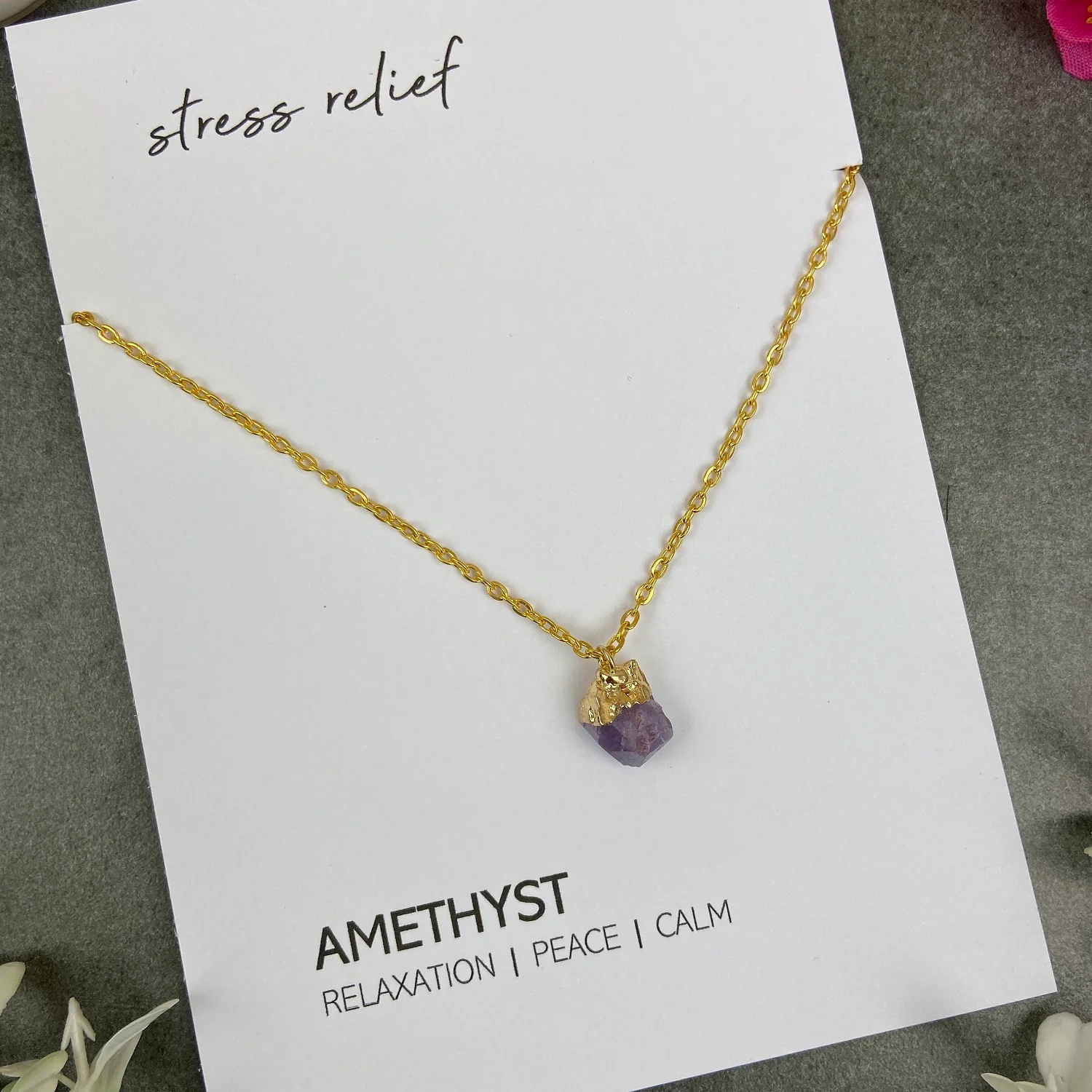 Dainty Crystal Necklace - Amethyst - Image 7