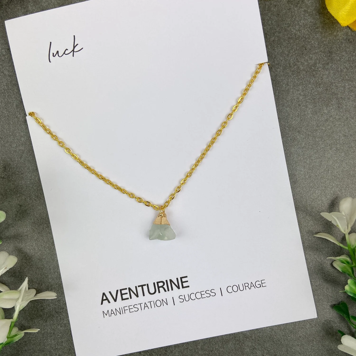 Dainty Crystal Necklace - Aventurine - Image 9