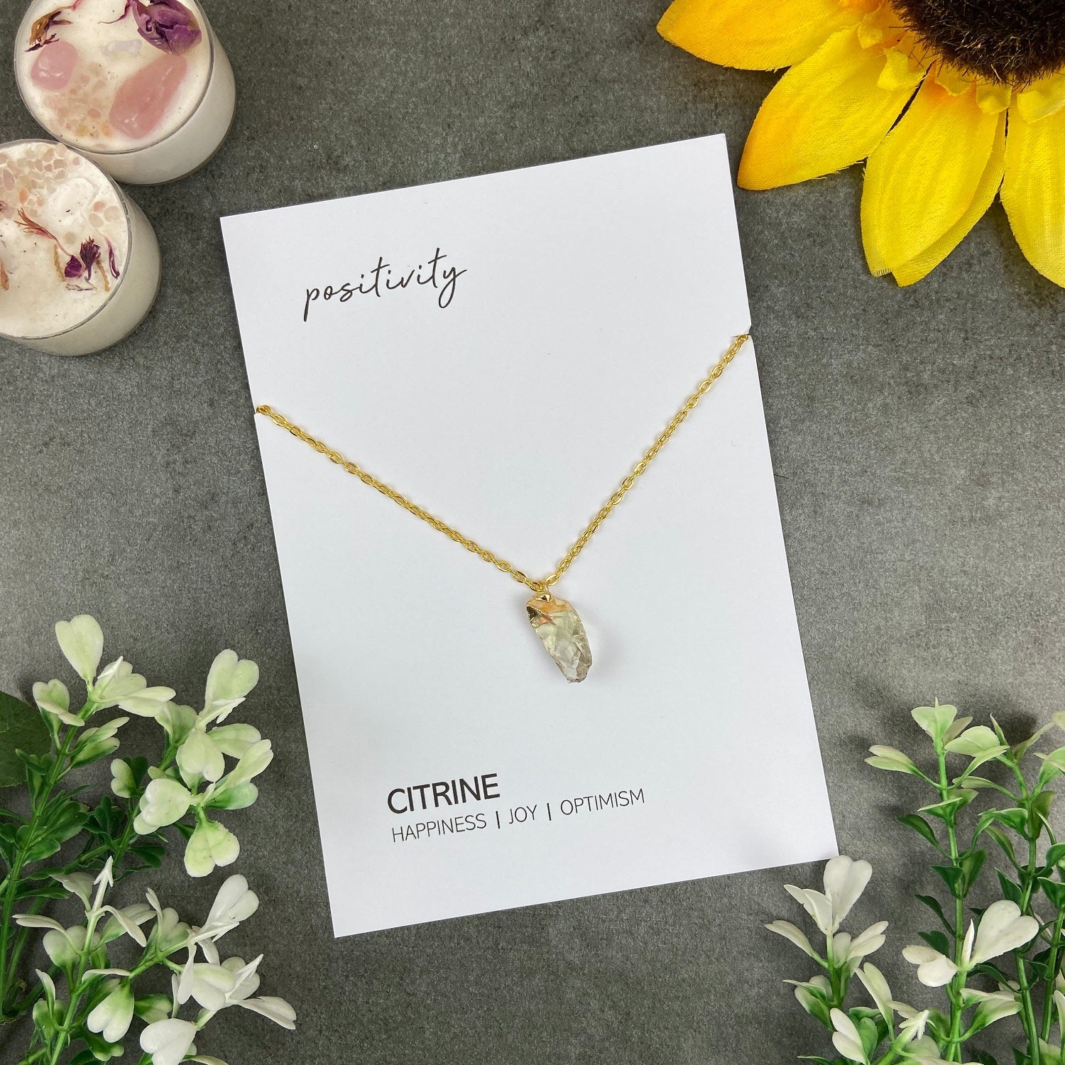 Dainty Crystal Necklace - Citrine - Image 5