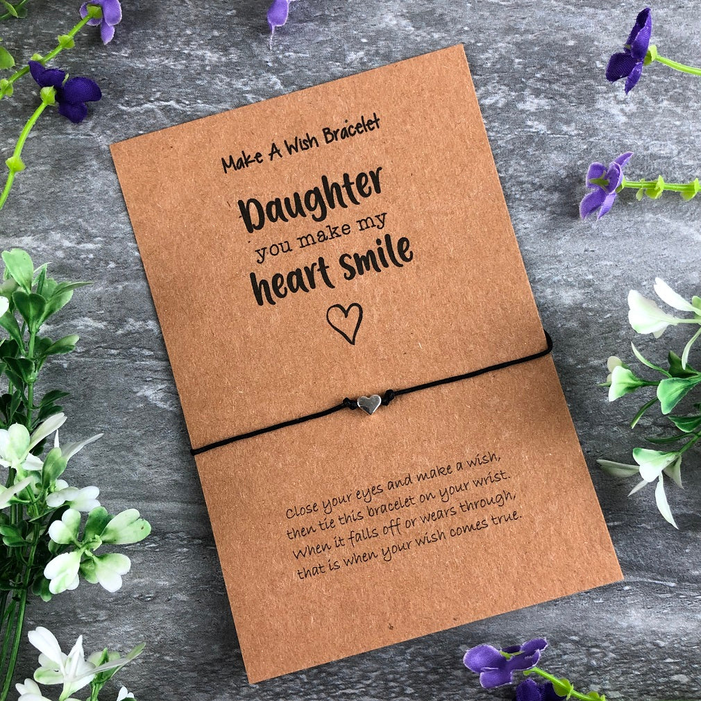 Daughter You Make My Heart Smile Wish Bracelet