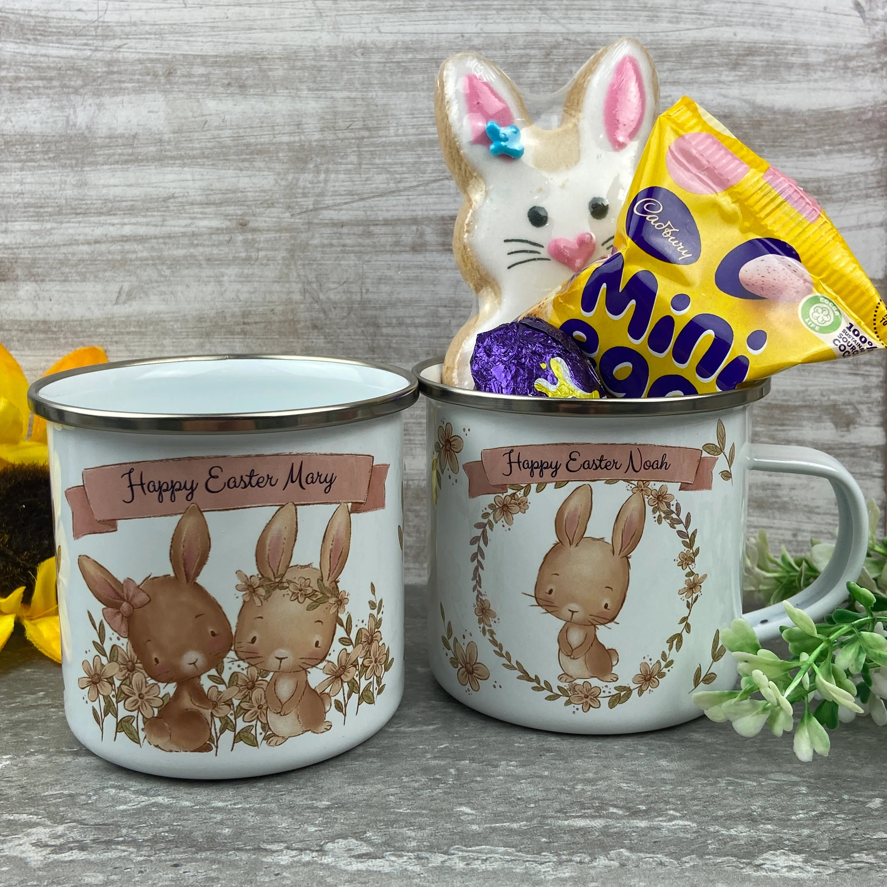Easter Rabbits Personalised Enamel Mug - Image 4
