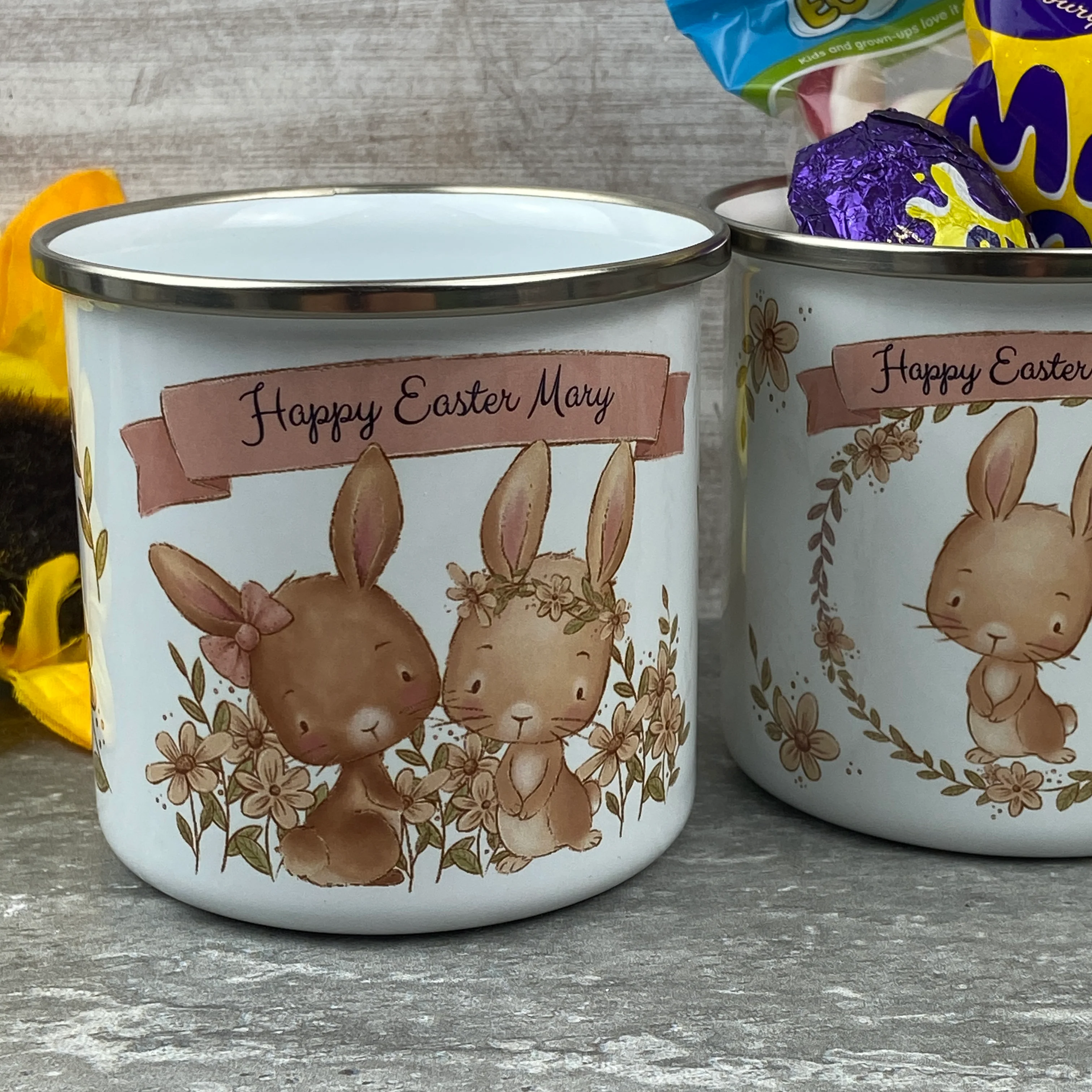 Easter Rabbits Personalised Enamel Mug - Image 6