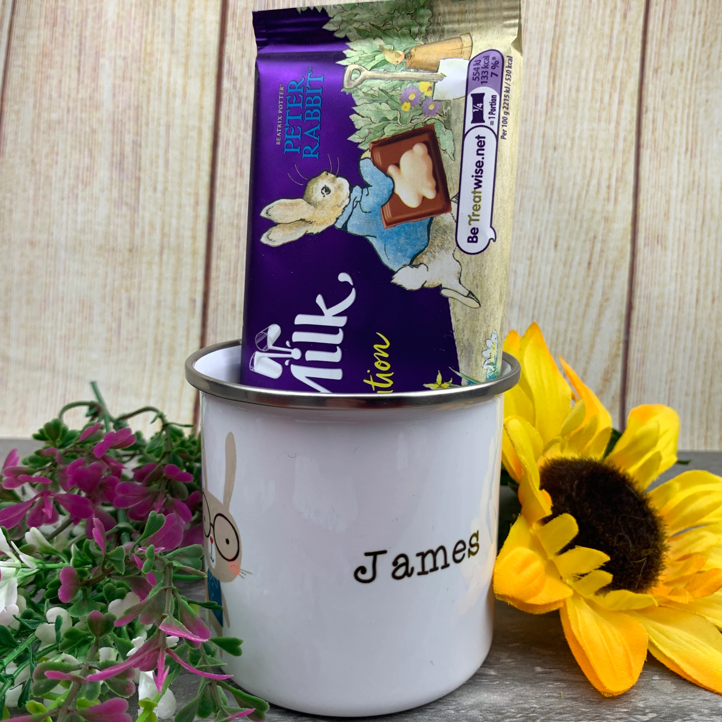 Easter Rabbits Personalised Enamel Mug - Image 3